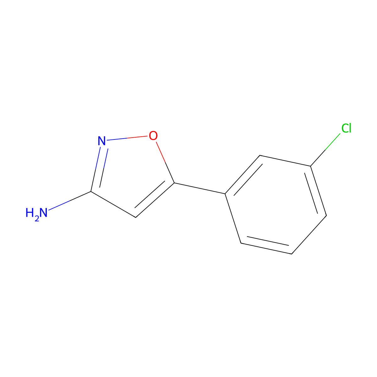 5-(3-Chlorophenyl)-1,2-oxazol-3-amine molecular structure, CAS 1480388-66-6