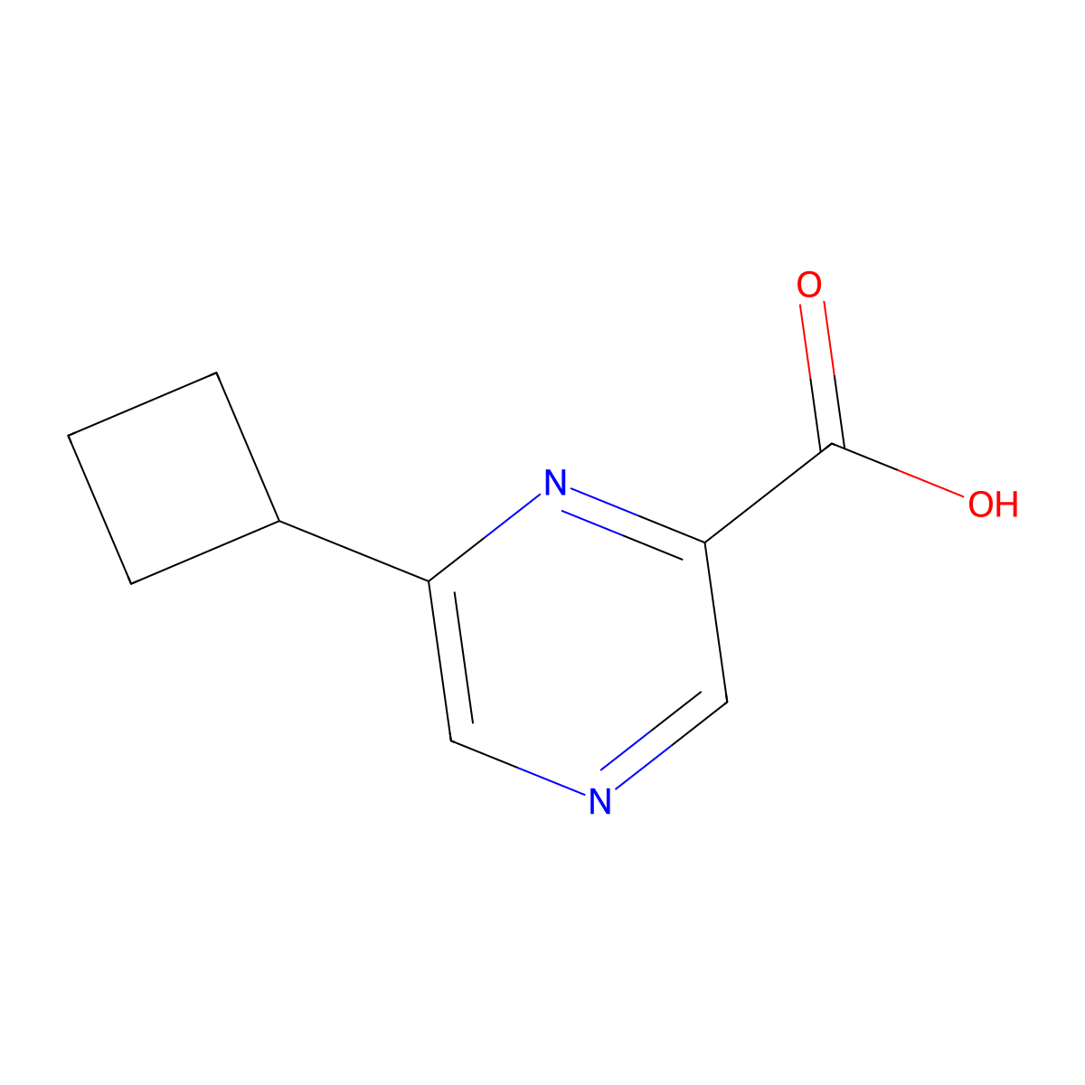 6-Cyclobutylpyrazine-2-carboxylic acid molecular structure, CAS 1480389-34-1