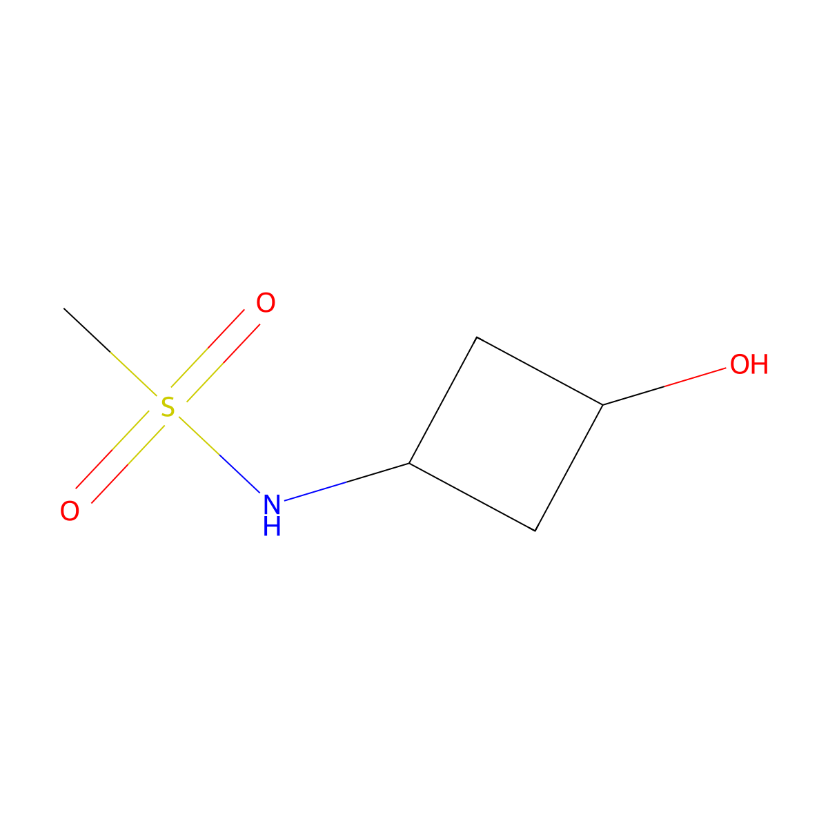 N-(3-hydroxycyclobutyl)methanesulfonamide molecular structure, CAS 1480396-53-9