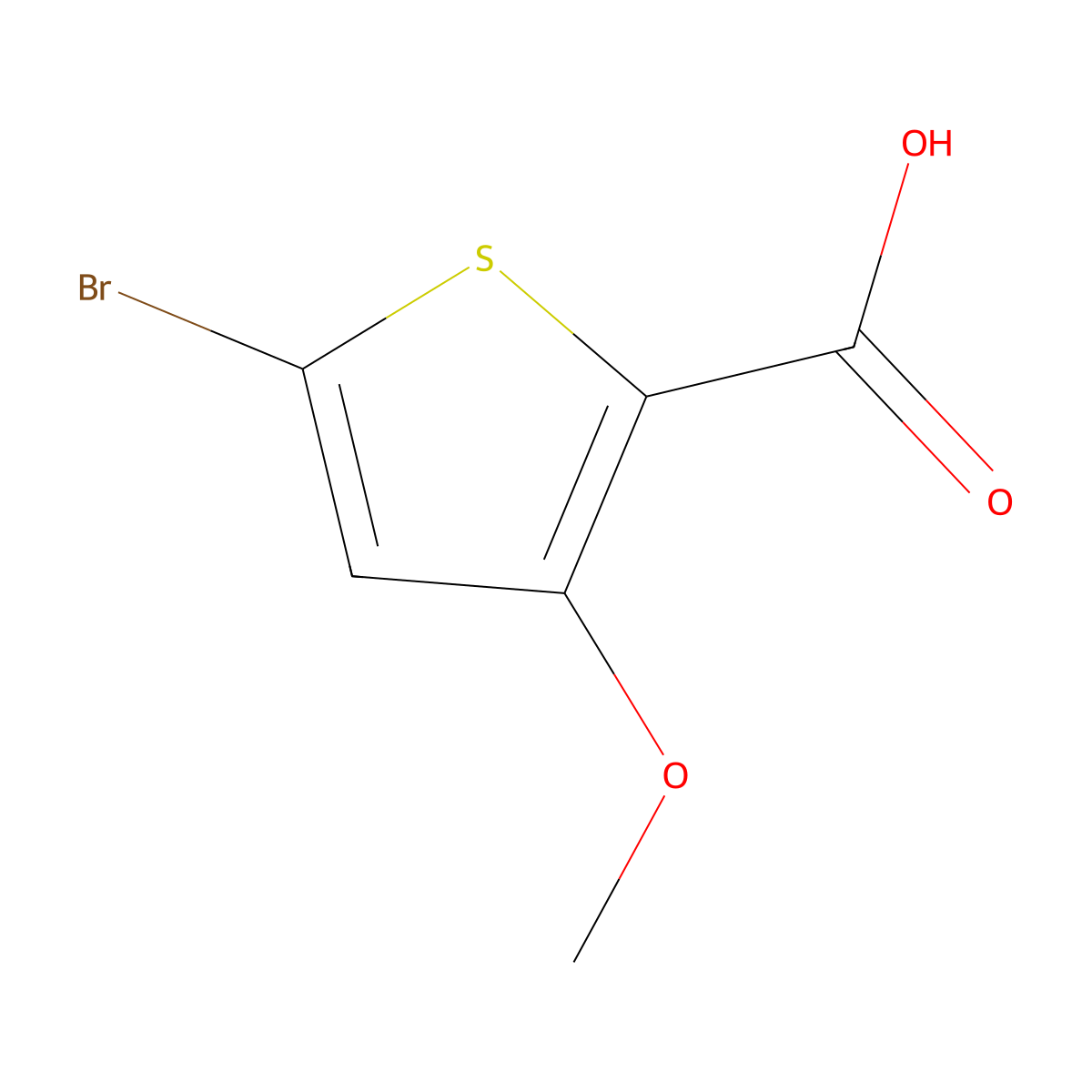 5-Bromo-3-methoxythiophene-2-carboxylic acid molecular structure, CAS 1480399-35-6