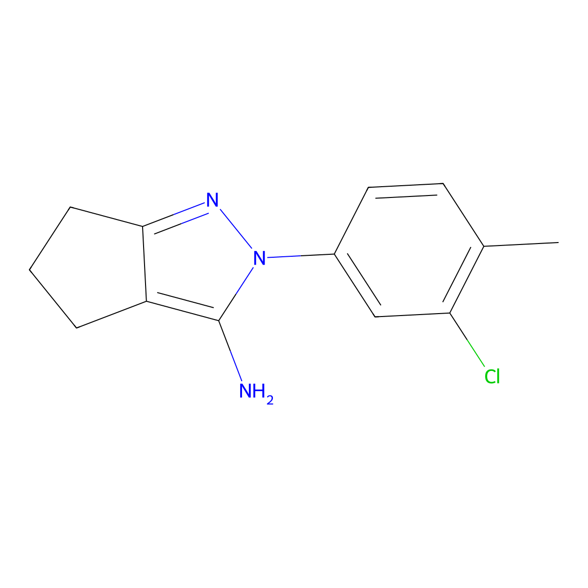 2-(3-chloro-4-methylphenyl)-2H,4H,5H,6H-cyclopenta(c)pyrazol-3-amine molecular structure, CAS 1480427-47-1