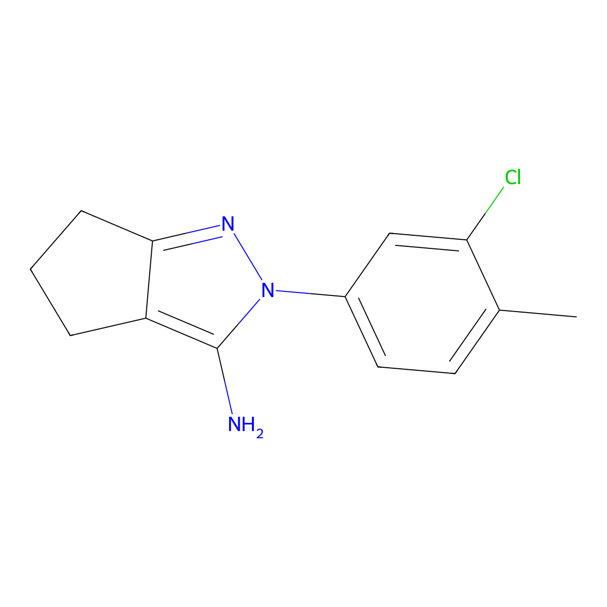 2-(3-chloro-4-methylphenyl)-2H,4H,5H,6H-cyclopenta(c)pyrazol-3-amine molecular structure, CAS 1480427-47-1