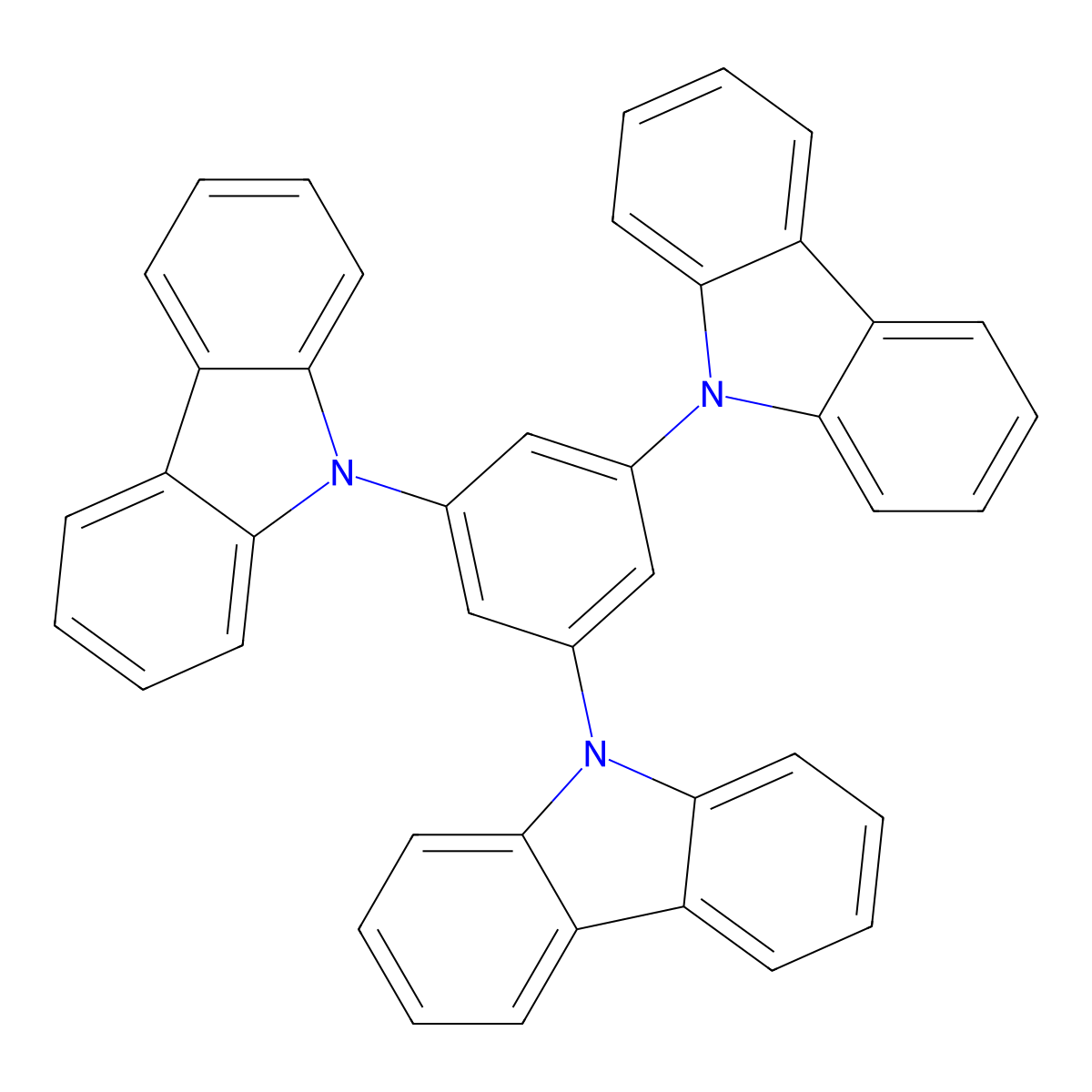 9,9',9''-(Benzene-1,3,5-triyl)tri(9H-carbazole) molecular structure, CAS 148044-07-9