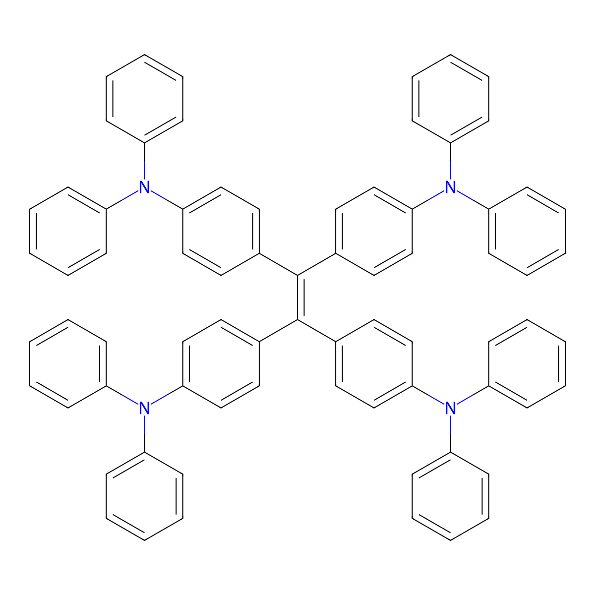 4,4',4'',4'''-(ethene-1,1,2,2-tetrayl)tetrakis(N,N-diphenylaniline) molecular structure, CAS 148044-14-8