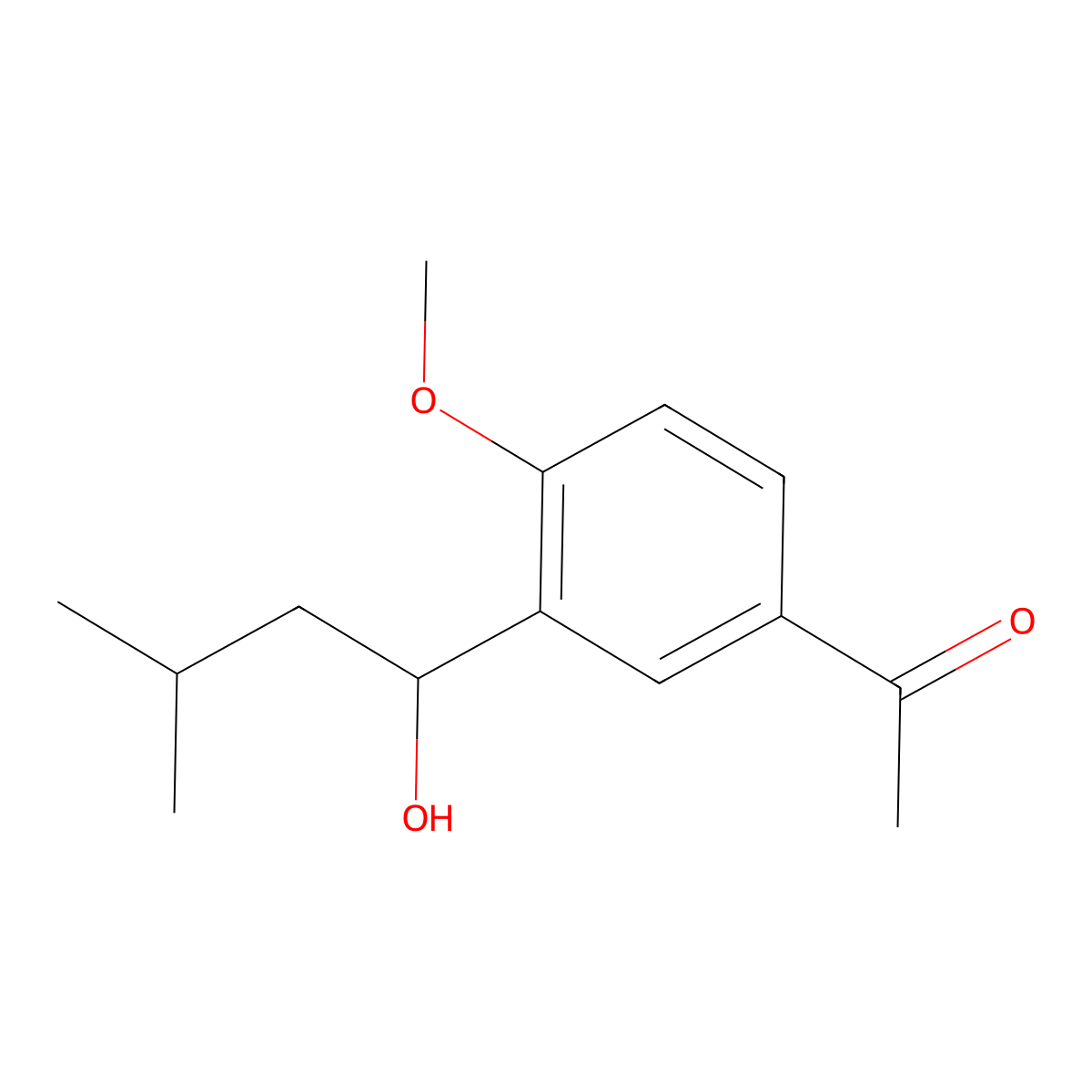 1-(3-(1-Hydroxy-3-methylbutyl)-4-methoxyphenyl)ethan-1-one molecular structure, CAS 148044-44-4