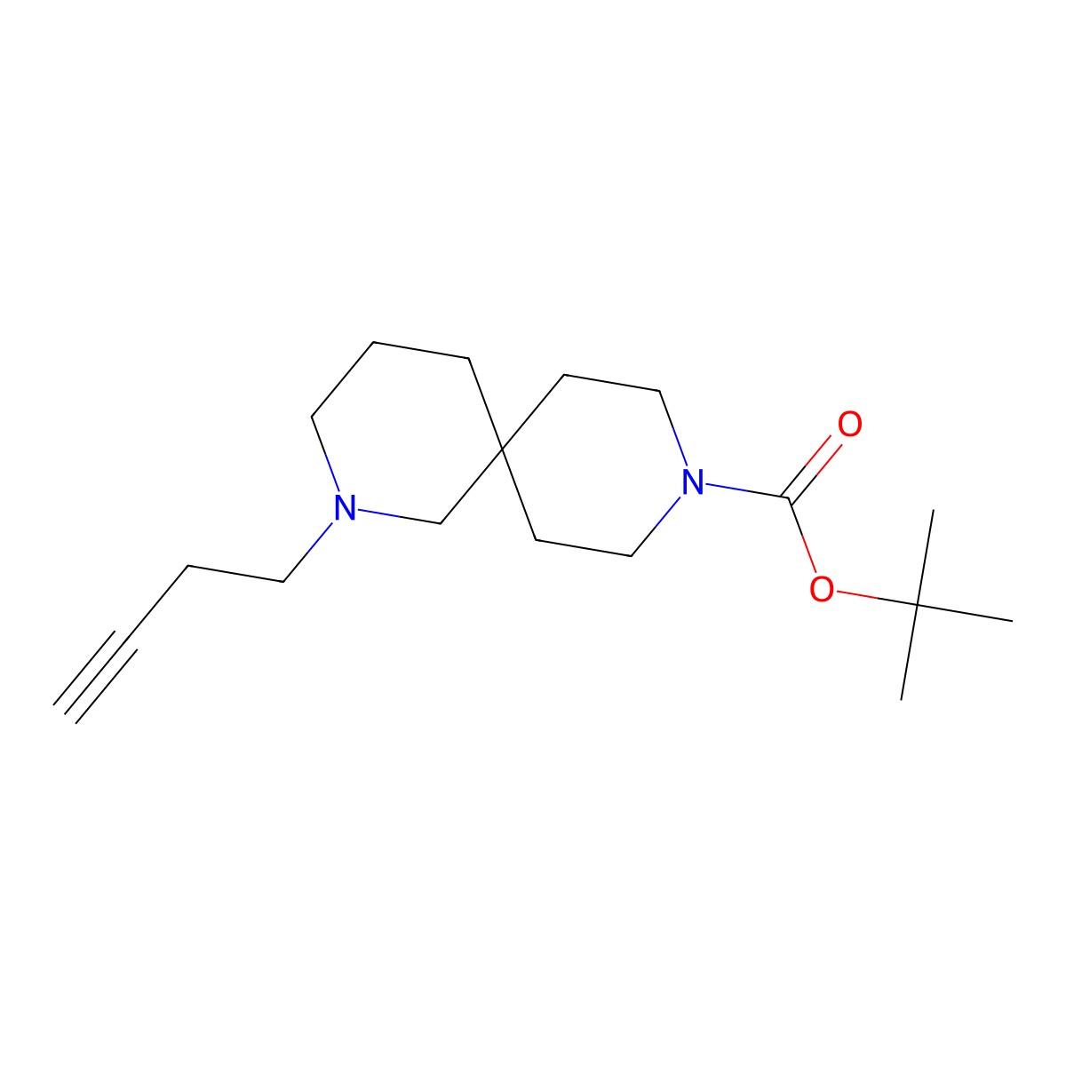 tert-Butyl 2-(but-3-yn-1-yl)-2,9-diazaspiro[5.5]undecane-9-carboxylate molecular structure, CAS 1480443-53-5