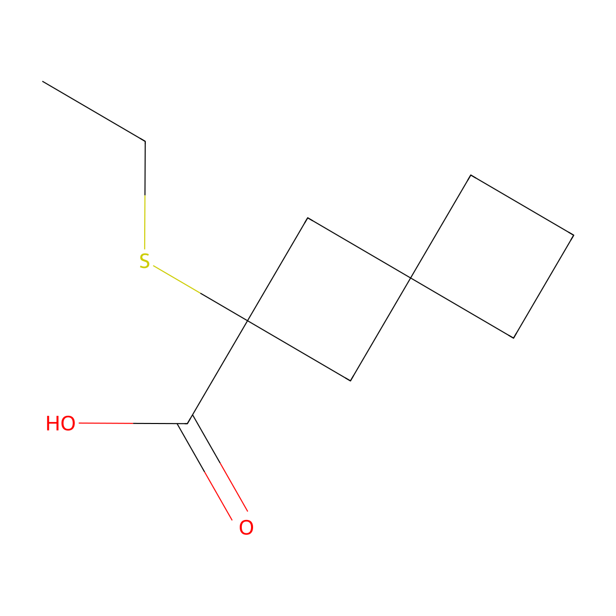 2-(Ethylsulfanyl)spiro[3.3]heptane-2-carboxylic acid molecular structure, CAS 1480448-22-3