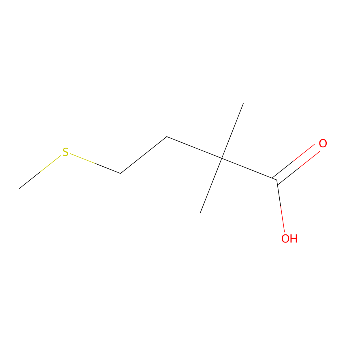 2,2-Dimethyl-4-(methylsulfanyl)butanoic acid molecular structure, CAS 1480457-47-3