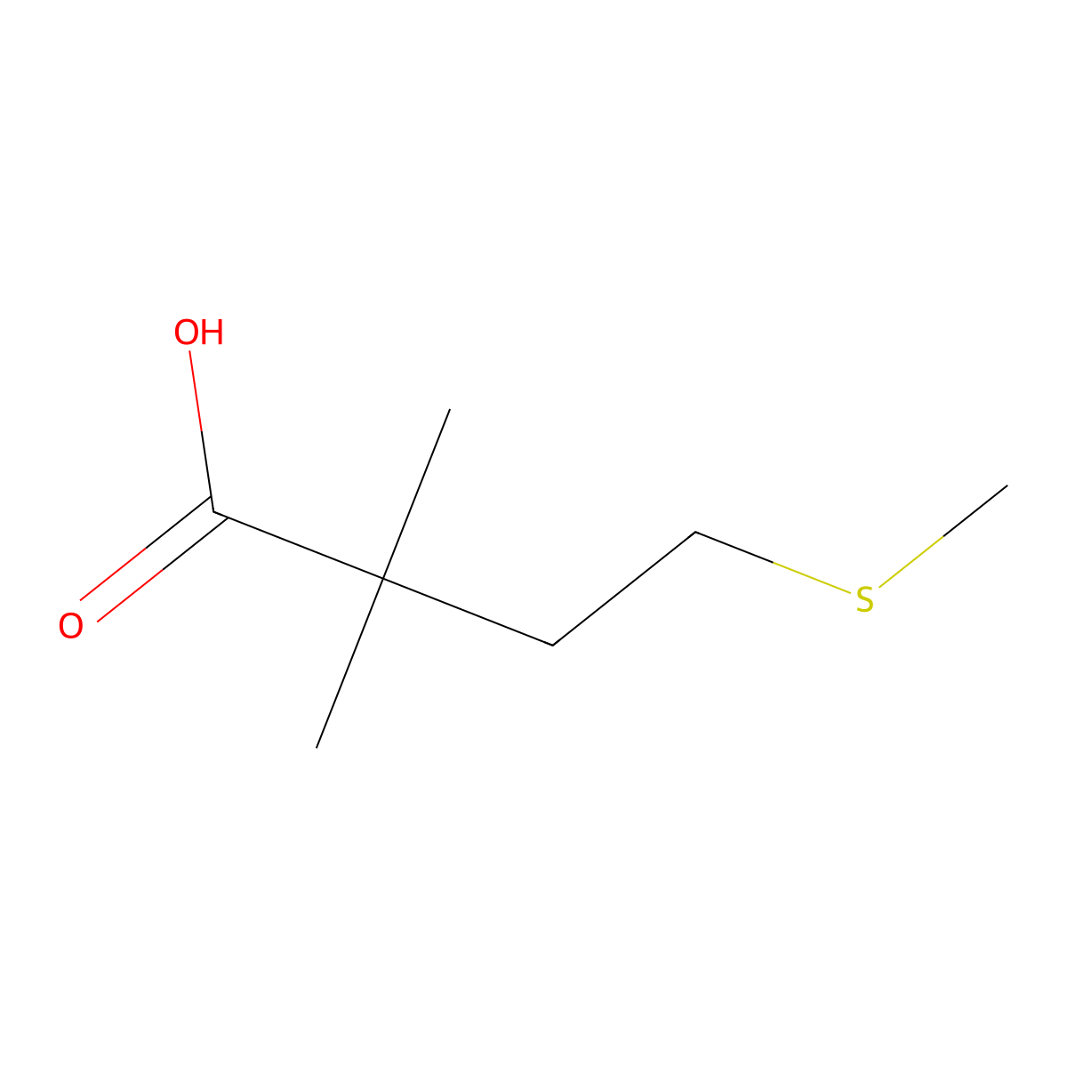2,2-Dimethyl-4-(methylsulfanyl)butanoic acid molecular structure, CAS 1480457-47-3