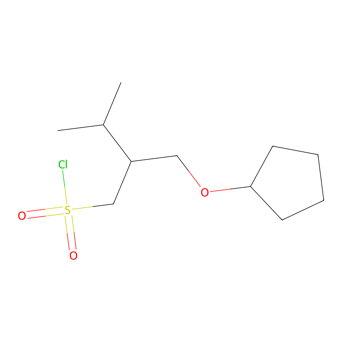 2-((Cyclopentyloxy)methyl)-3-methylbutane-1-sulfonyl chloride molecular structure, CAS 1480463-01-1