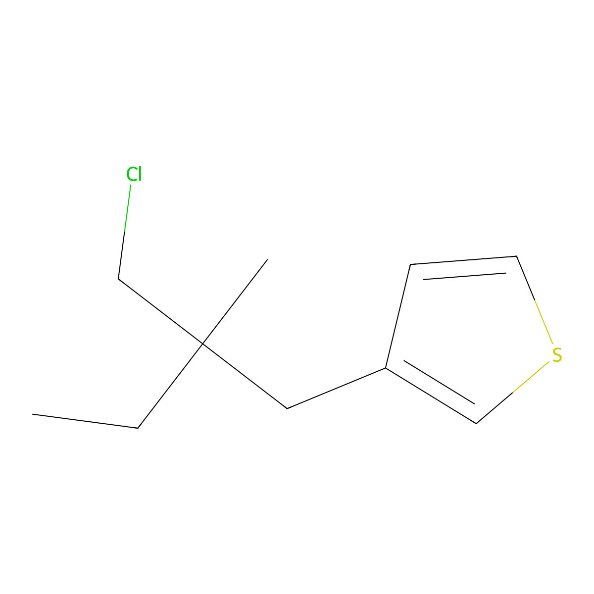 3-(2-(Chloromethyl)-2-methylbutyl)thiophene molecular structure, CAS 1480464-90-1