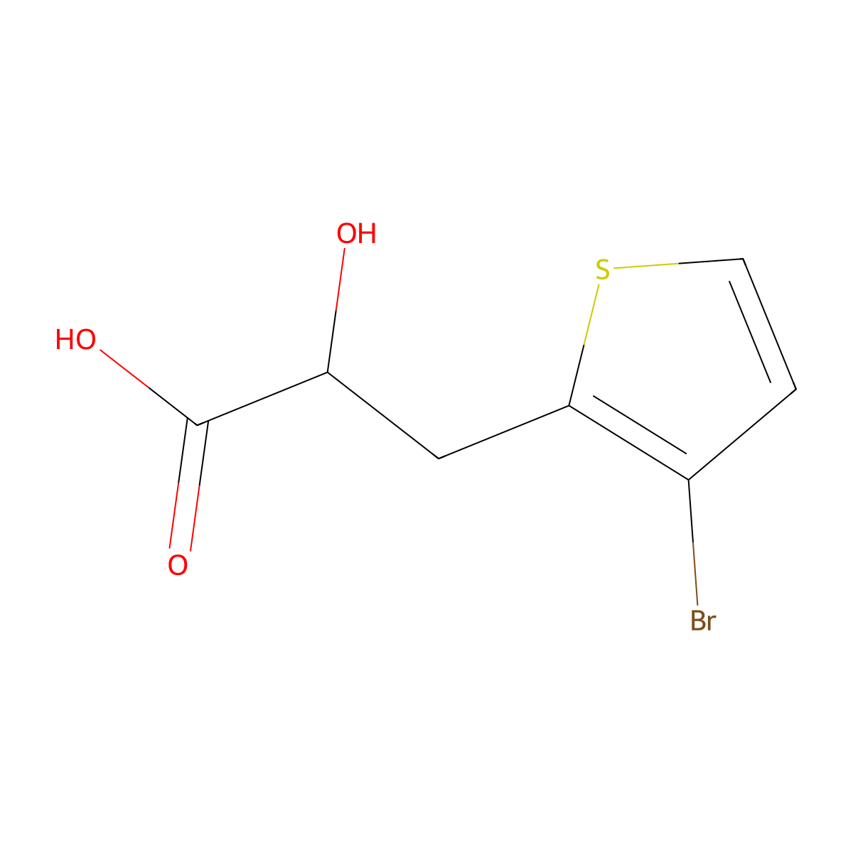 3-(3-Bromothiophen-2-yl)-2-hydroxypropanoic acid molecular structure, CAS 1480467-15-9