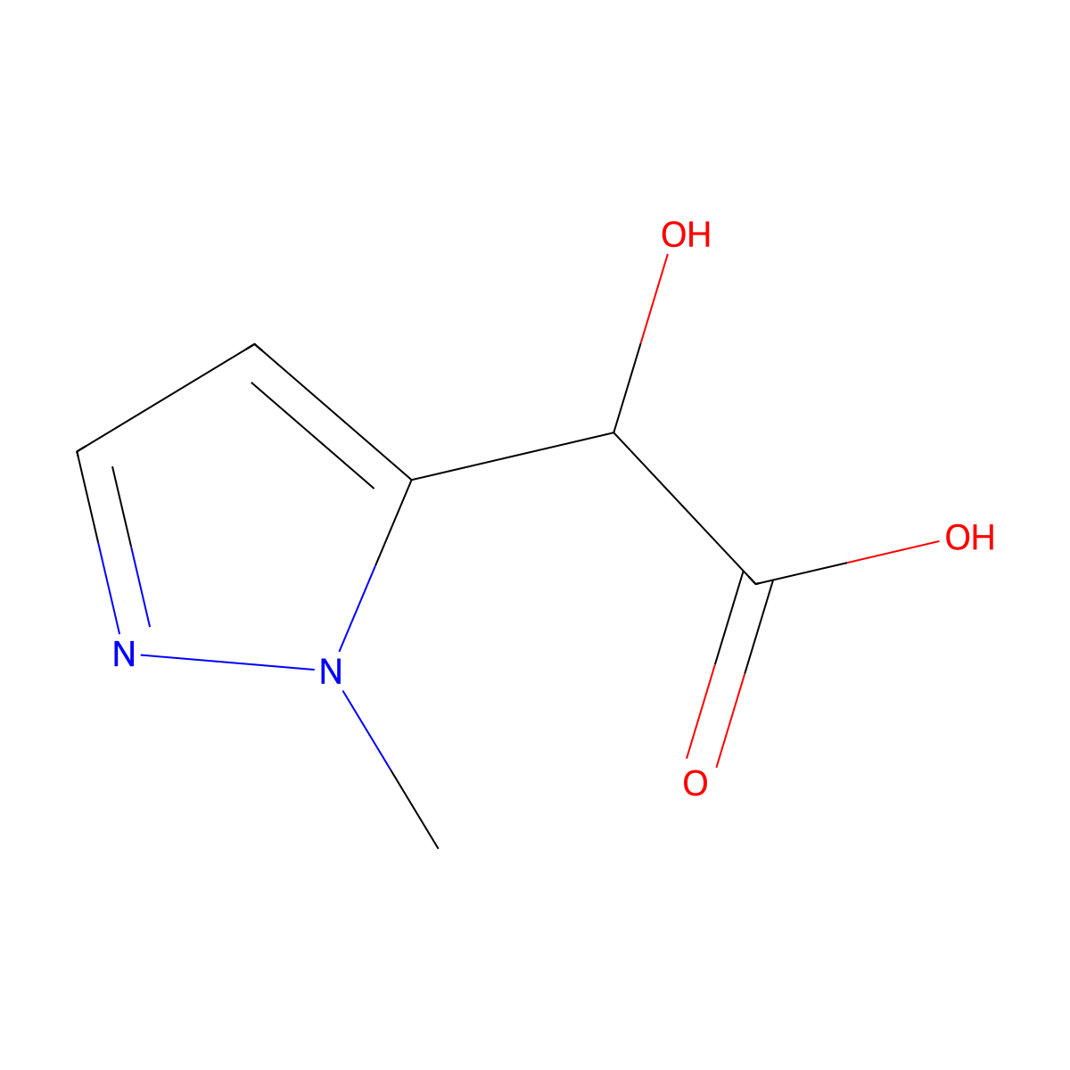 2-hydroxy-2-(1-methyl-1H-pyrazol-5-yl)acetic acid molecular structure, CAS 1480480-82-7