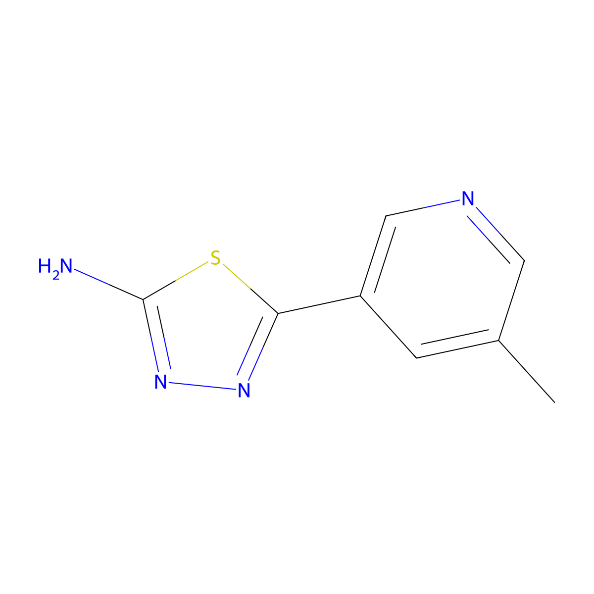 5-(5-Methylpyridin-3-yl)-1,3,4-thiadiazol-2-amine molecular structure, CAS 1480493-24-0