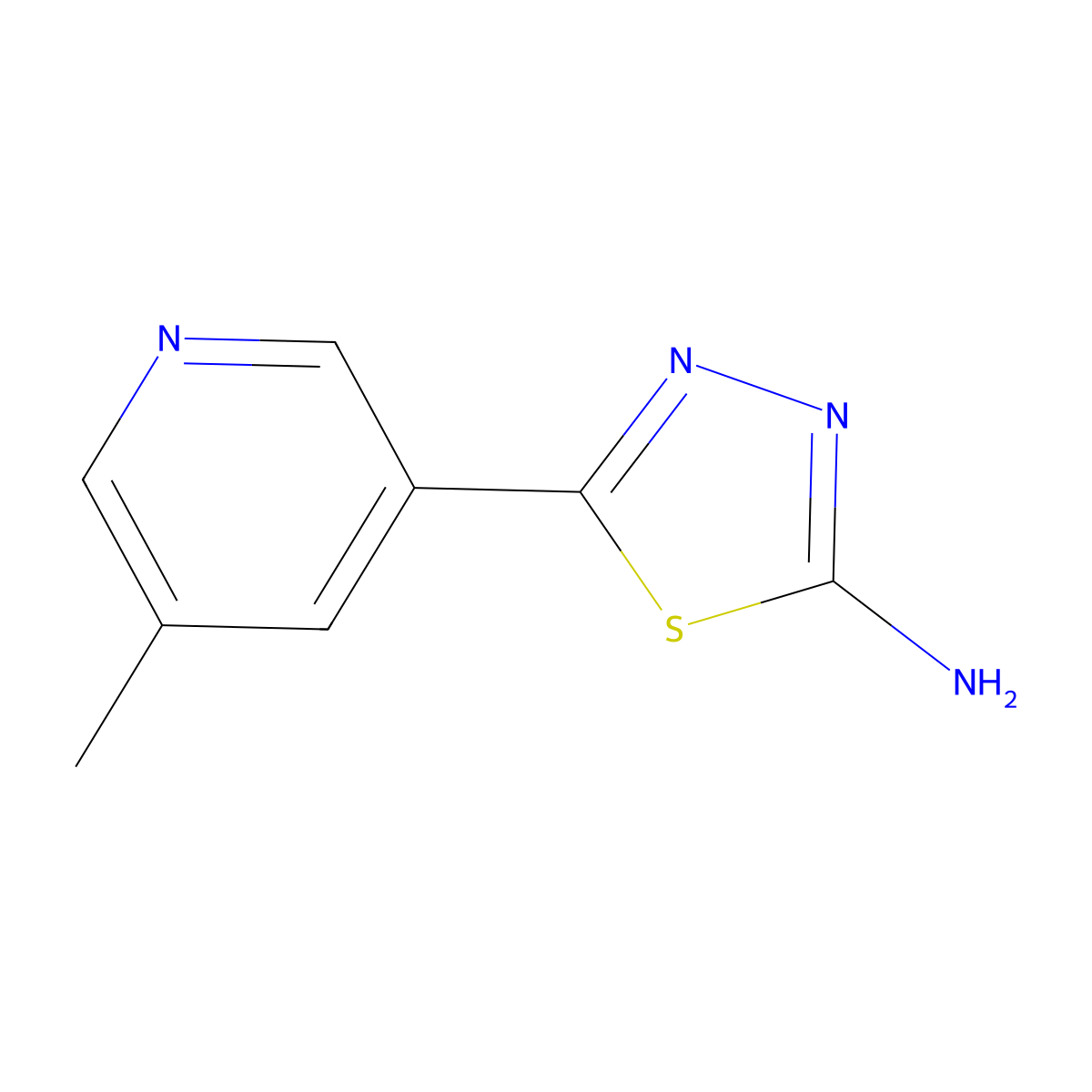 5-(5-Methylpyridin-3-yl)-1,3,4-thiadiazol-2-amine molecular structure, CAS 1480493-24-0