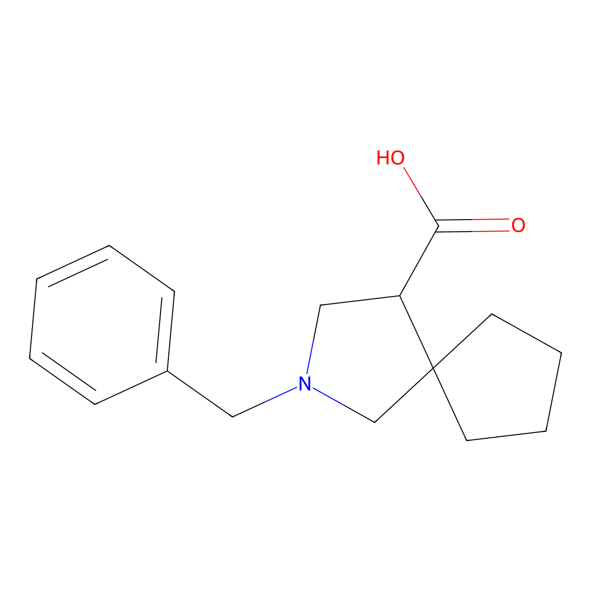 2-Benzyl-2-aza-spiro[4.4]nonane-4-carboxylic acid molecular structure, CAS 1480538-26-8