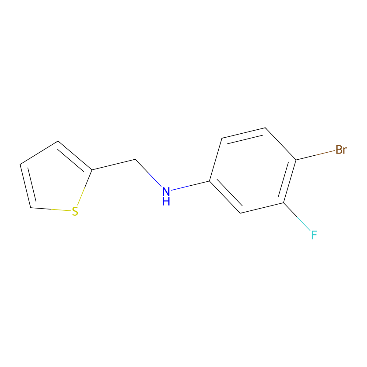 4-bromo-3-fluoro-N-(thiophen-2-ylmethyl)aniline molecular structure, CAS 1480547-81-6