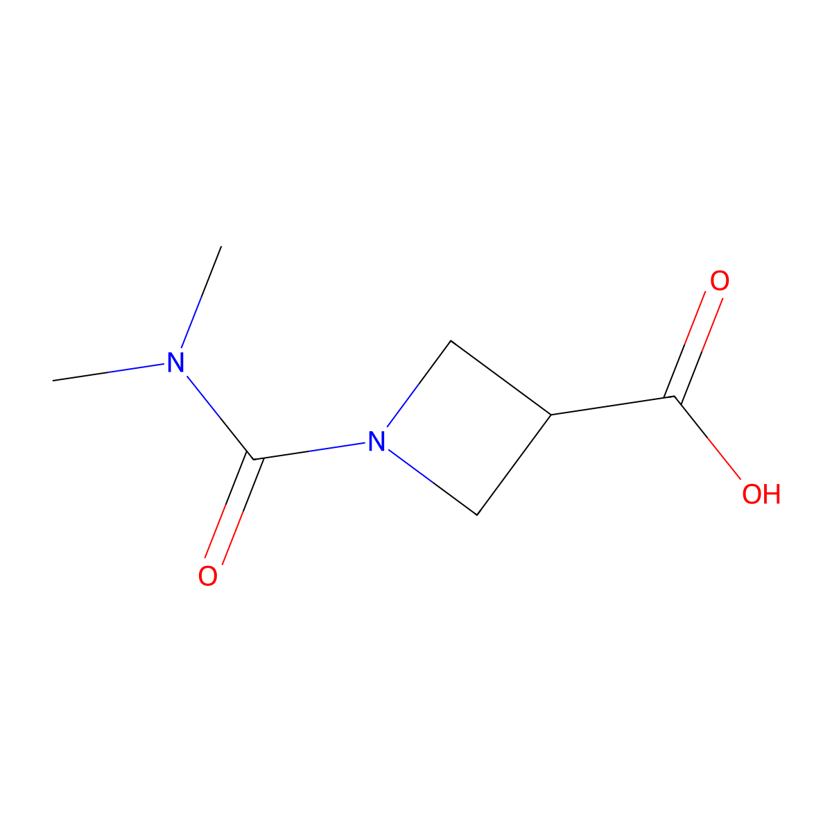 1-(Dimethylcarbamoyl)azetidine-3-carboxylic acid molecular structure, CAS 1480548-82-0