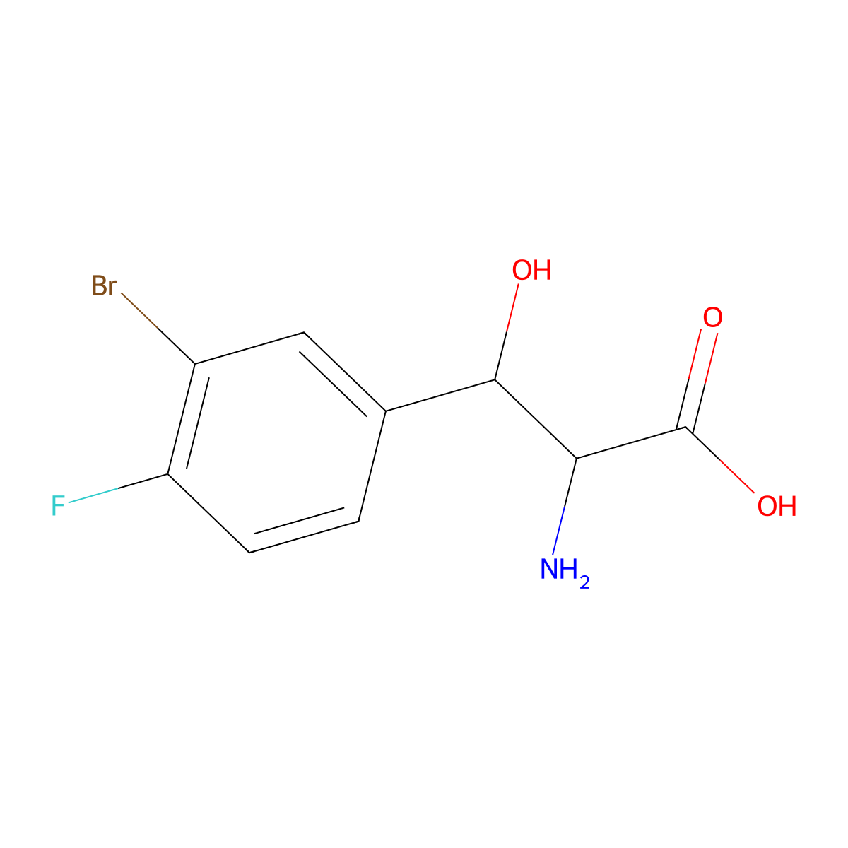 2-Amino-3-(3-bromo-4-fluorophenyl)-3-hydroxypropanoic acid molecular structure, CAS 1480560-76-6