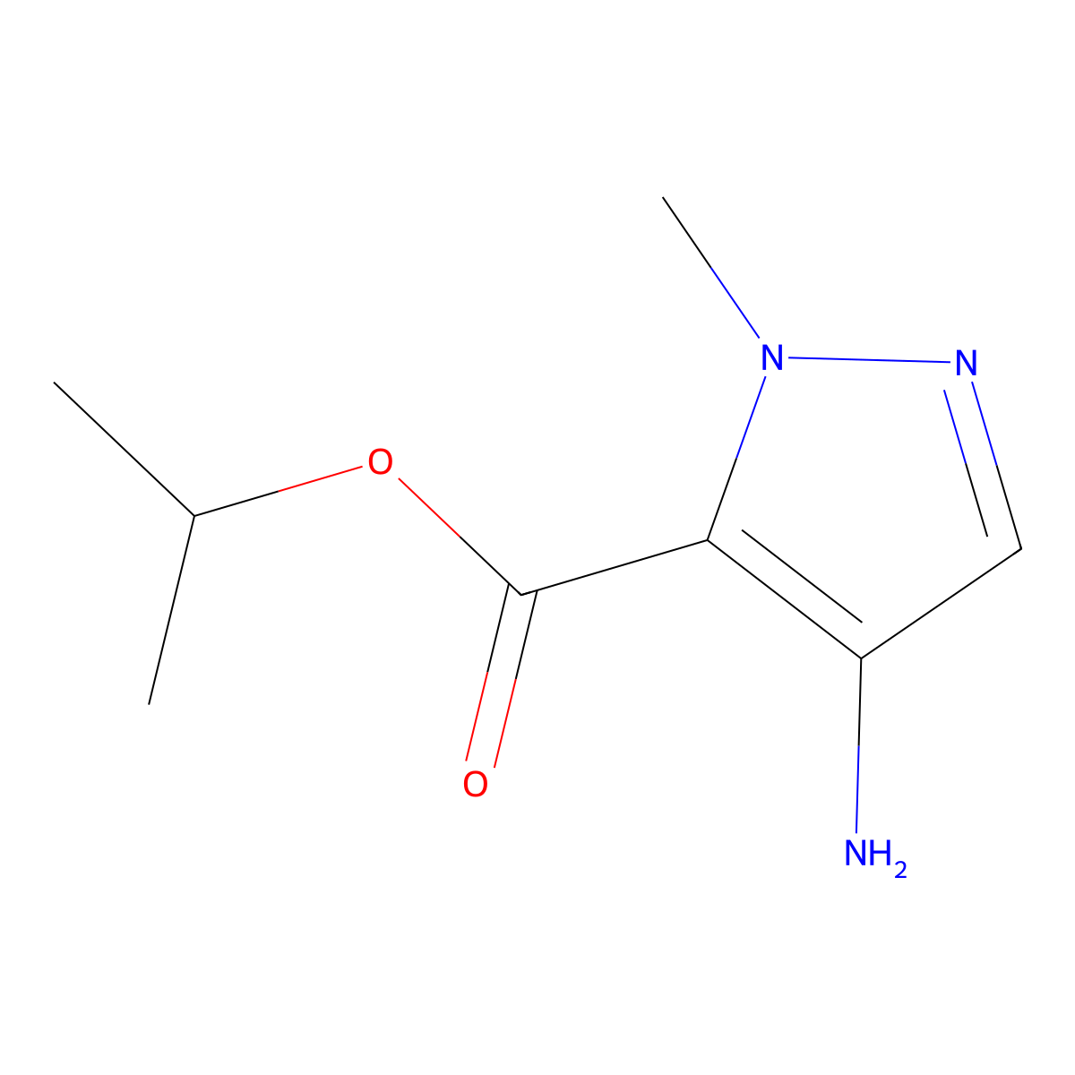 propan-2-yl 4-amino-1-methyl-1H-pyrazole-5-carboxylate molecular structure, CAS 1480572-06-2