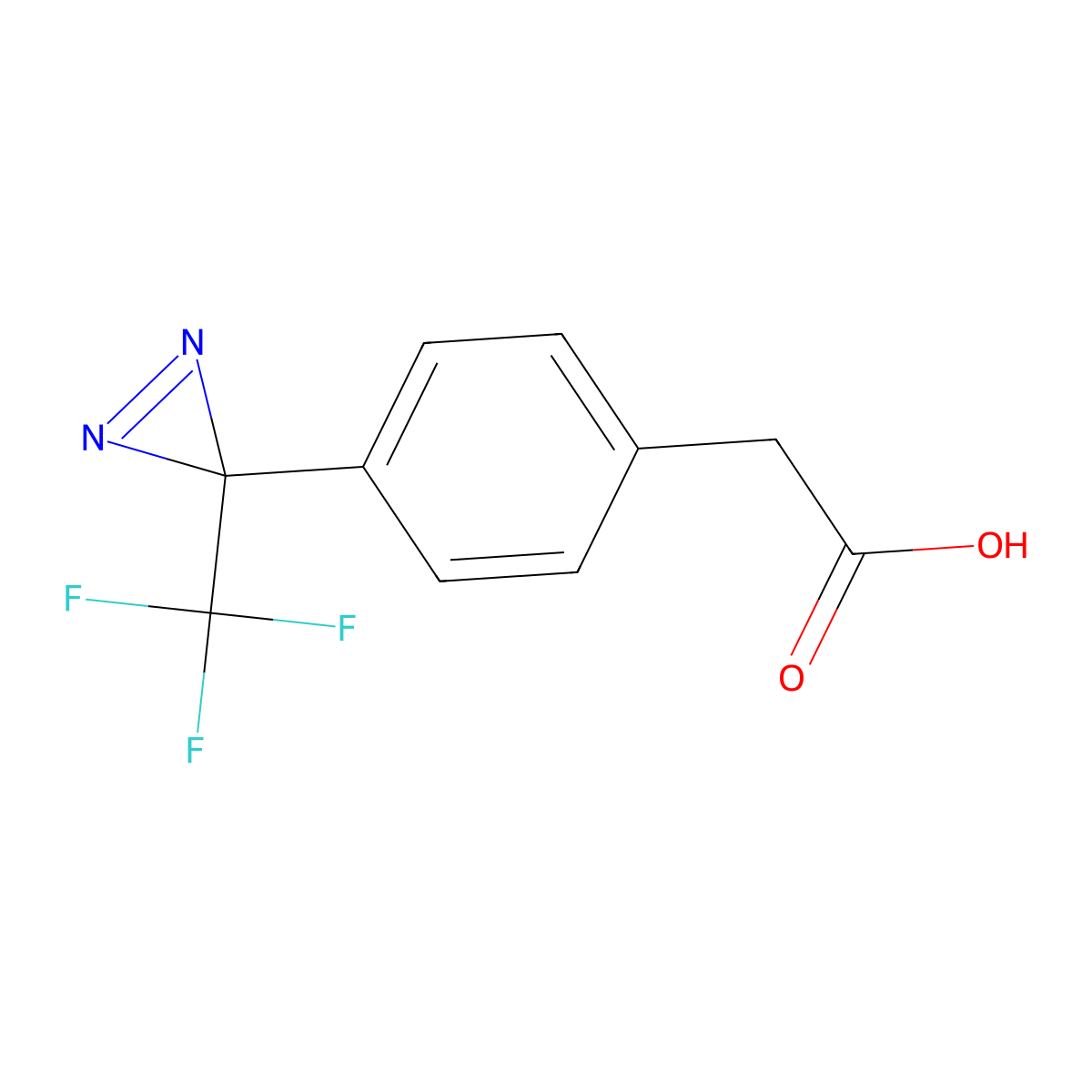 2-(4-(3-(trifluoromethyl)-3H-diazirin-3-yl)phenyl)acetic acid molecular structure, CAS 148058-40-6