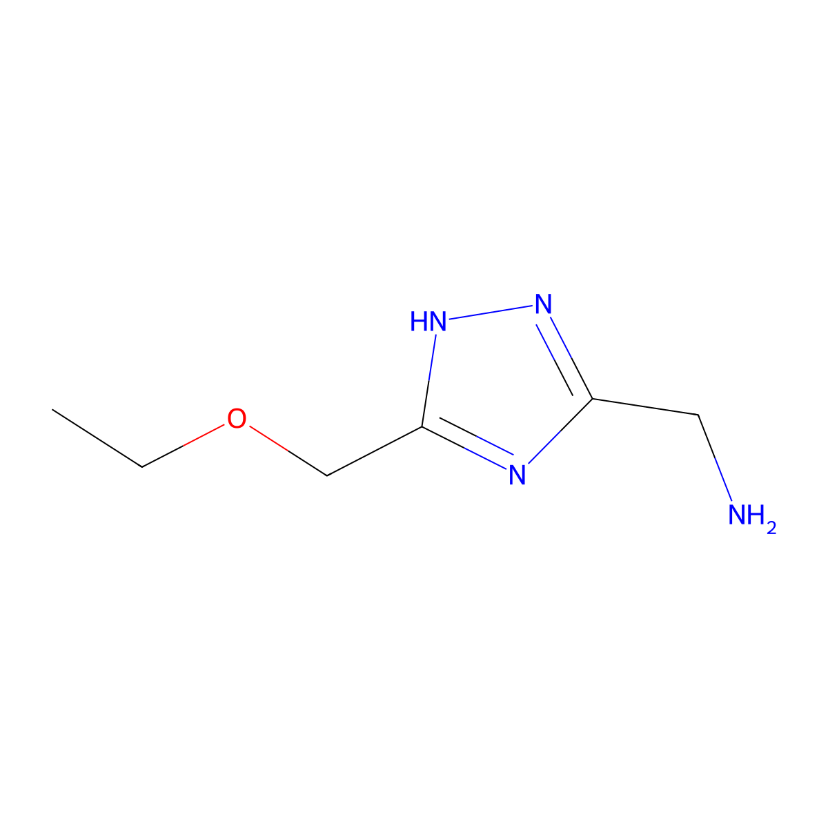 1-[5-(ethoxymethyl)-1H-1,2,4-triazol-3-yl]methanamine molecular structure, CAS 1480581-73-4