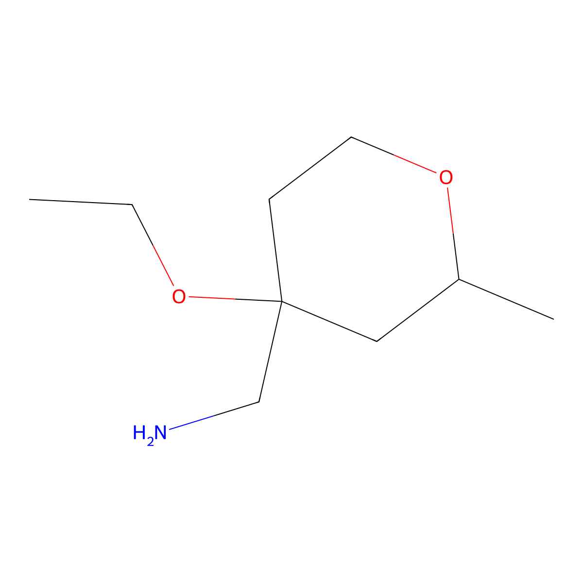 (4-Ethoxy-2-methyloxan-4-yl)methanamine molecular structure, CAS 1480595-36-5