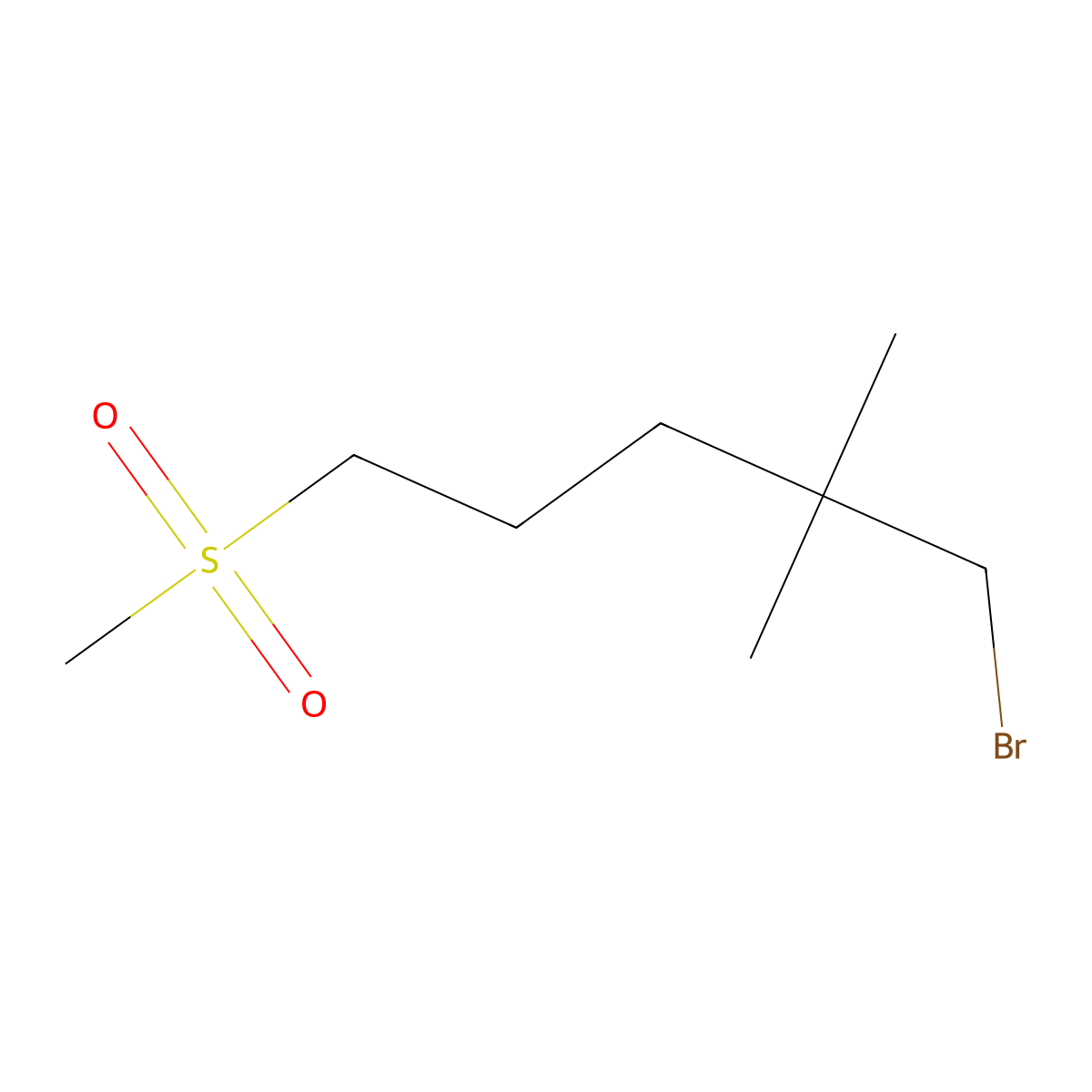 1-Bromo-2,2-dimethyl-5-(methylsulfonyl)pentane molecular structure, CAS 1480602-44-5