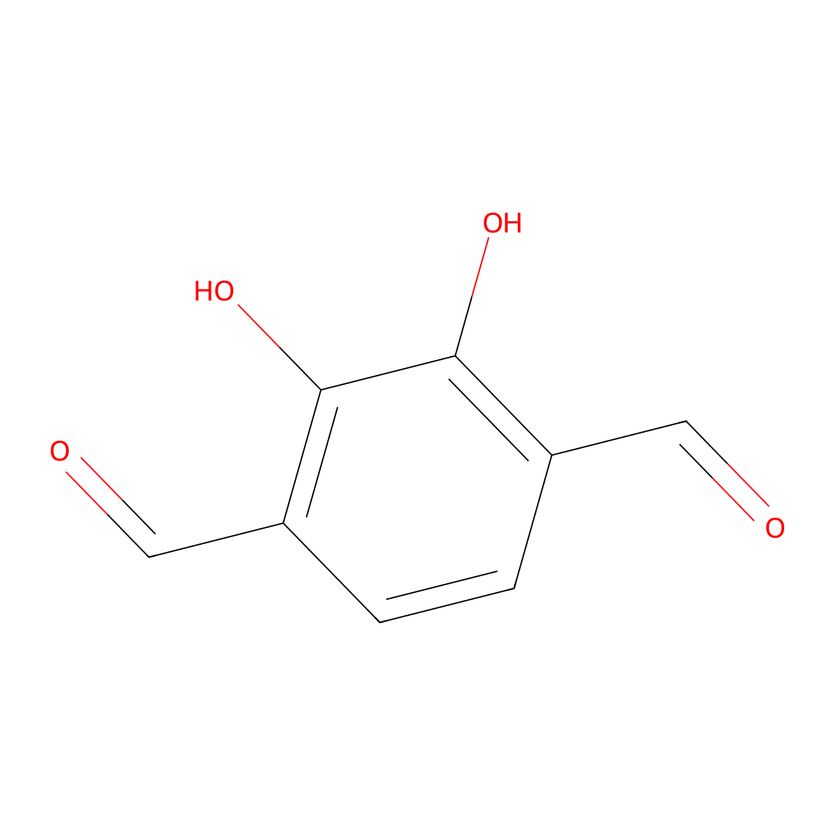 2,3-Dihydroxybenzene-1,4-dicarbaldehyde molecular structure, CAS 148063-59-6