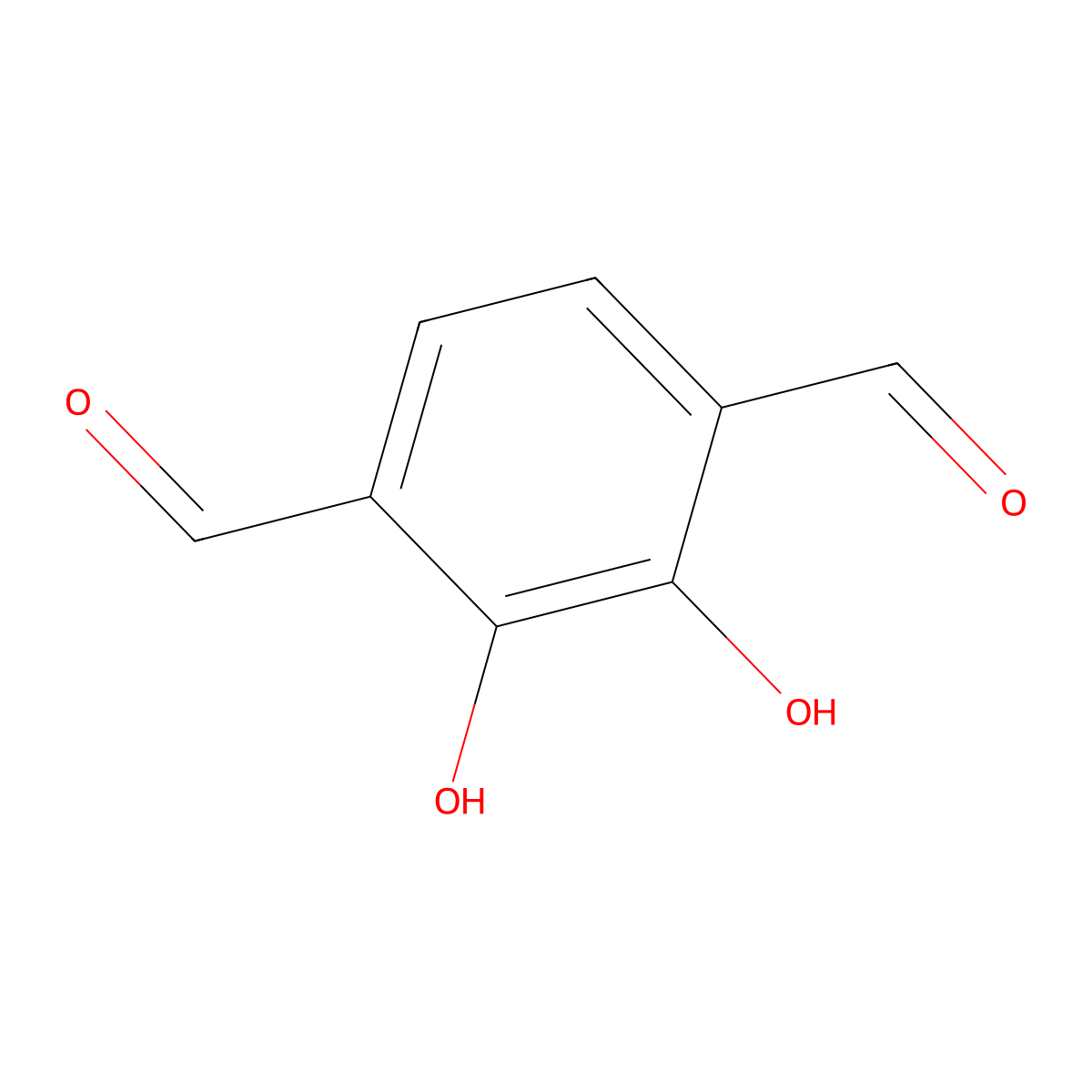 2,3-Dihydroxybenzene-1,4-dicarbaldehyde molecular structure, CAS 148063-59-6