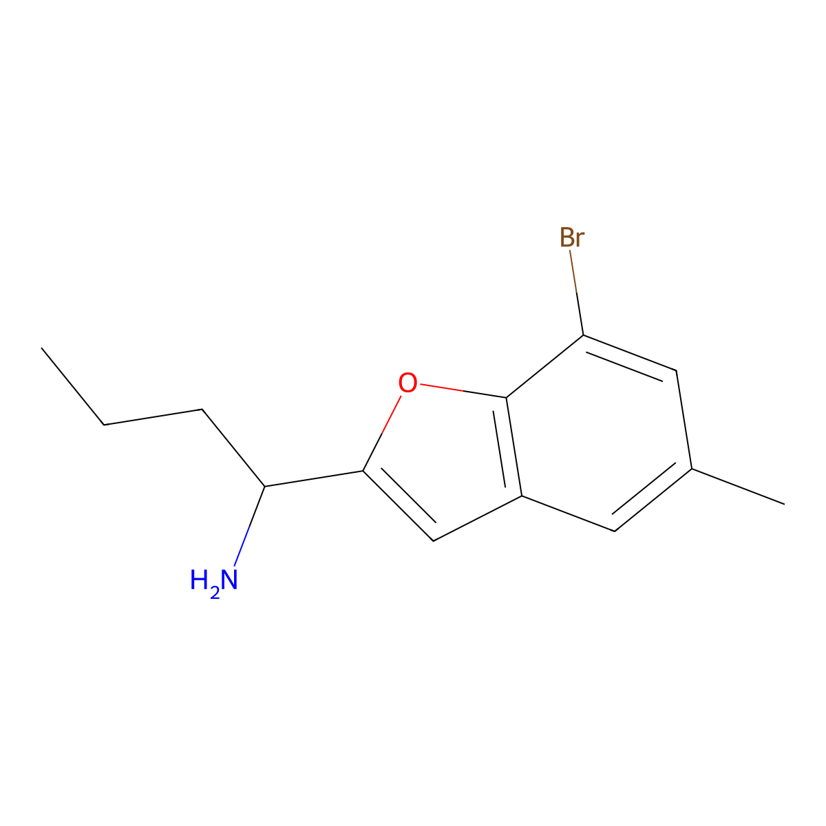 1-(7-Bromo-5-methylbenzofuran-2-yl)butan-1-amine molecular structure, CAS 1480630-08-7