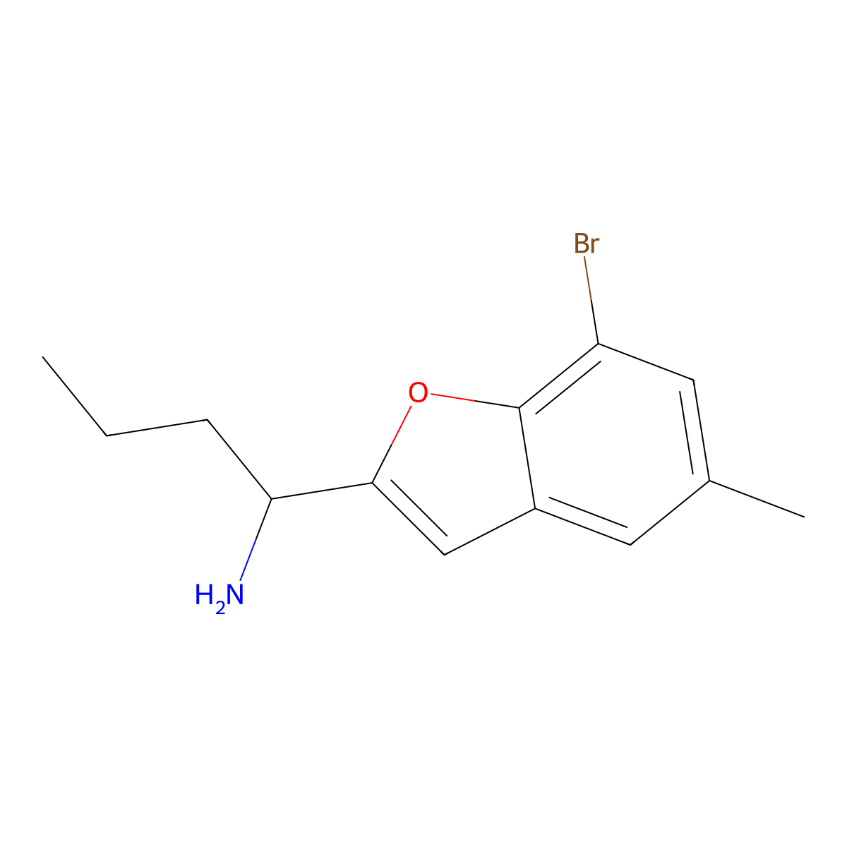 1-(7-Bromo-5-methylbenzofuran-2-yl)butan-1-amine molecular structure, CAS 1480630-08-7