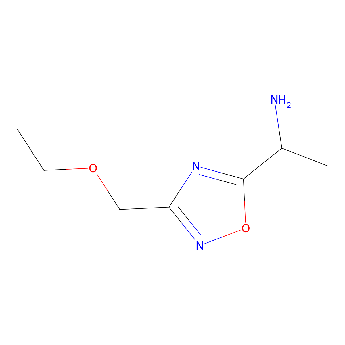 1-[3-(Ethoxymethyl)-1,2,4-oxadiazol-5-yl]ethan-1-amine molecular structure, CAS 1480633-51-9