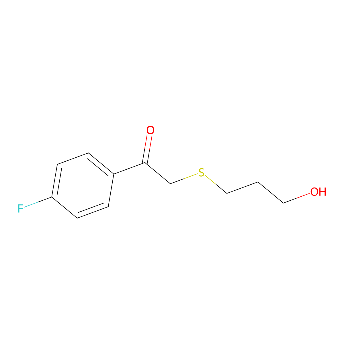 1-(4-Fluorophenyl)-2-((3-hydroxypropyl)thio)ethan-1-one molecular structure, CAS 1480635-77-5