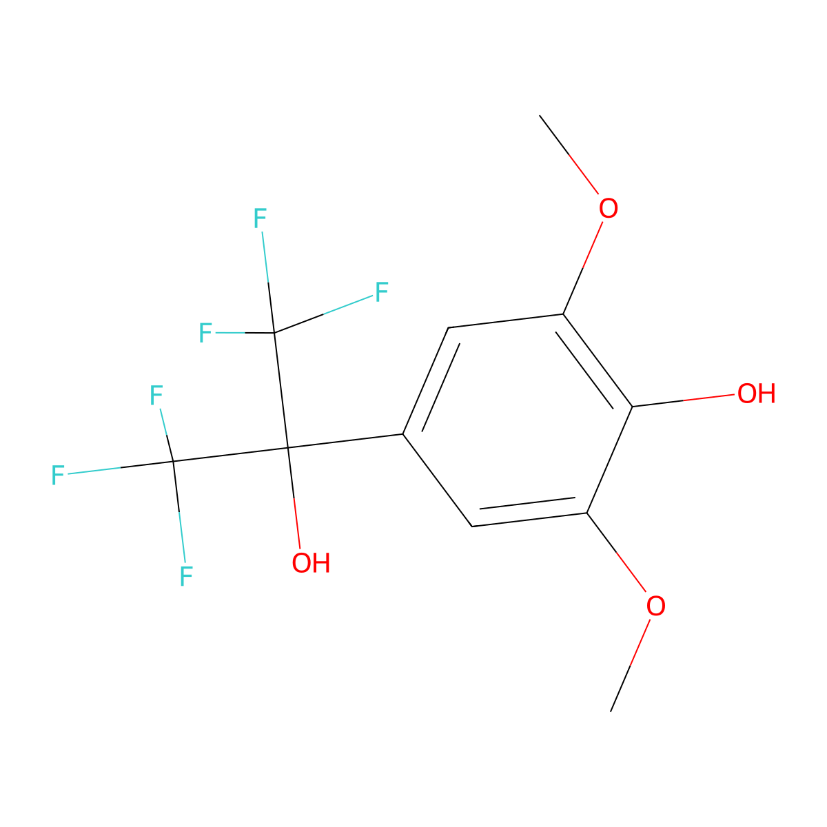 4-(1,1,1,3,3,3-Hexafluoro-2-hydroxypropan-2-yl)-2,6-dimethoxyphenol molecular structure, CAS 148064-29-3