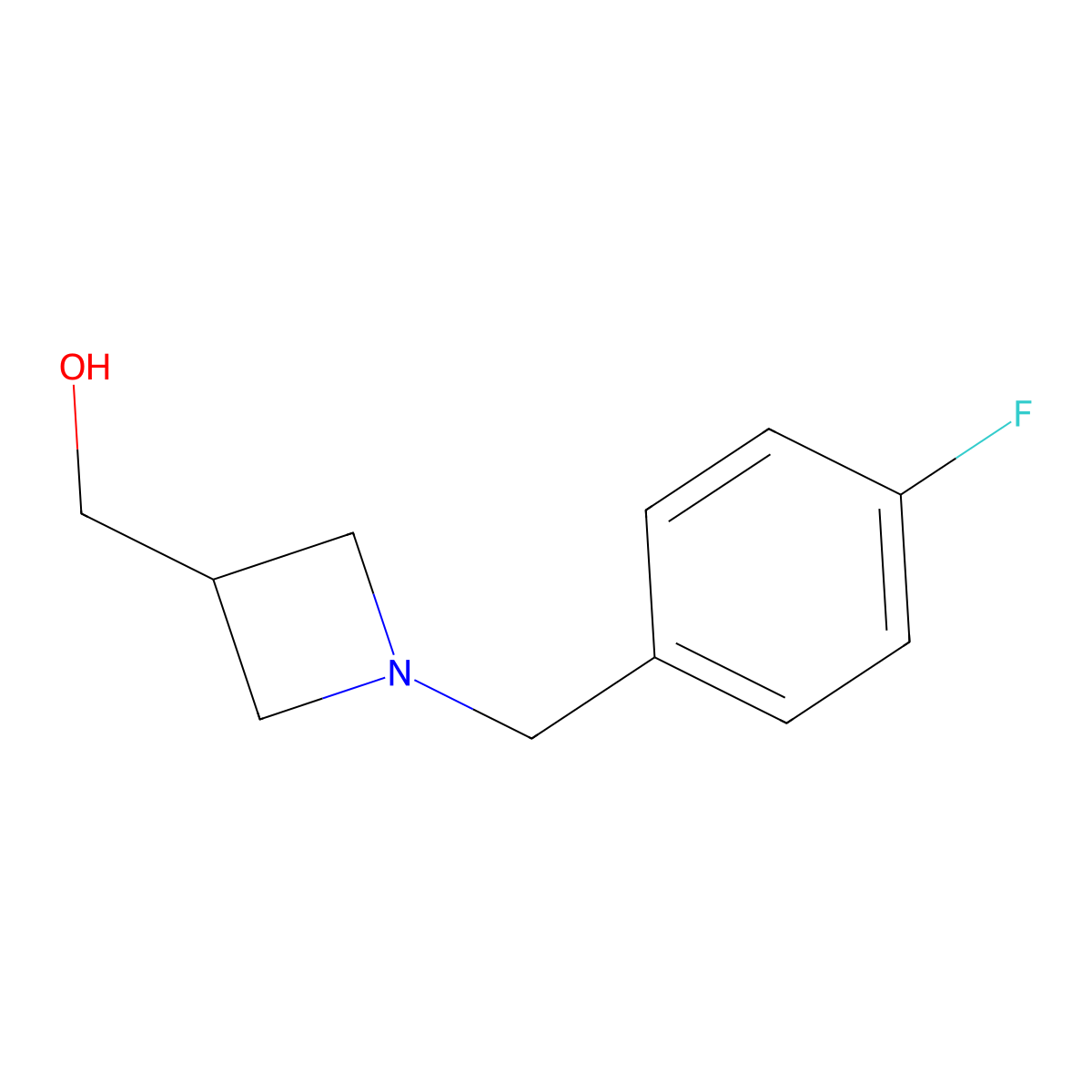 {1-[(4-Fluorophenyl)methyl]azetidin-3-yl}methanol molecular structure, CAS 1480655-98-8