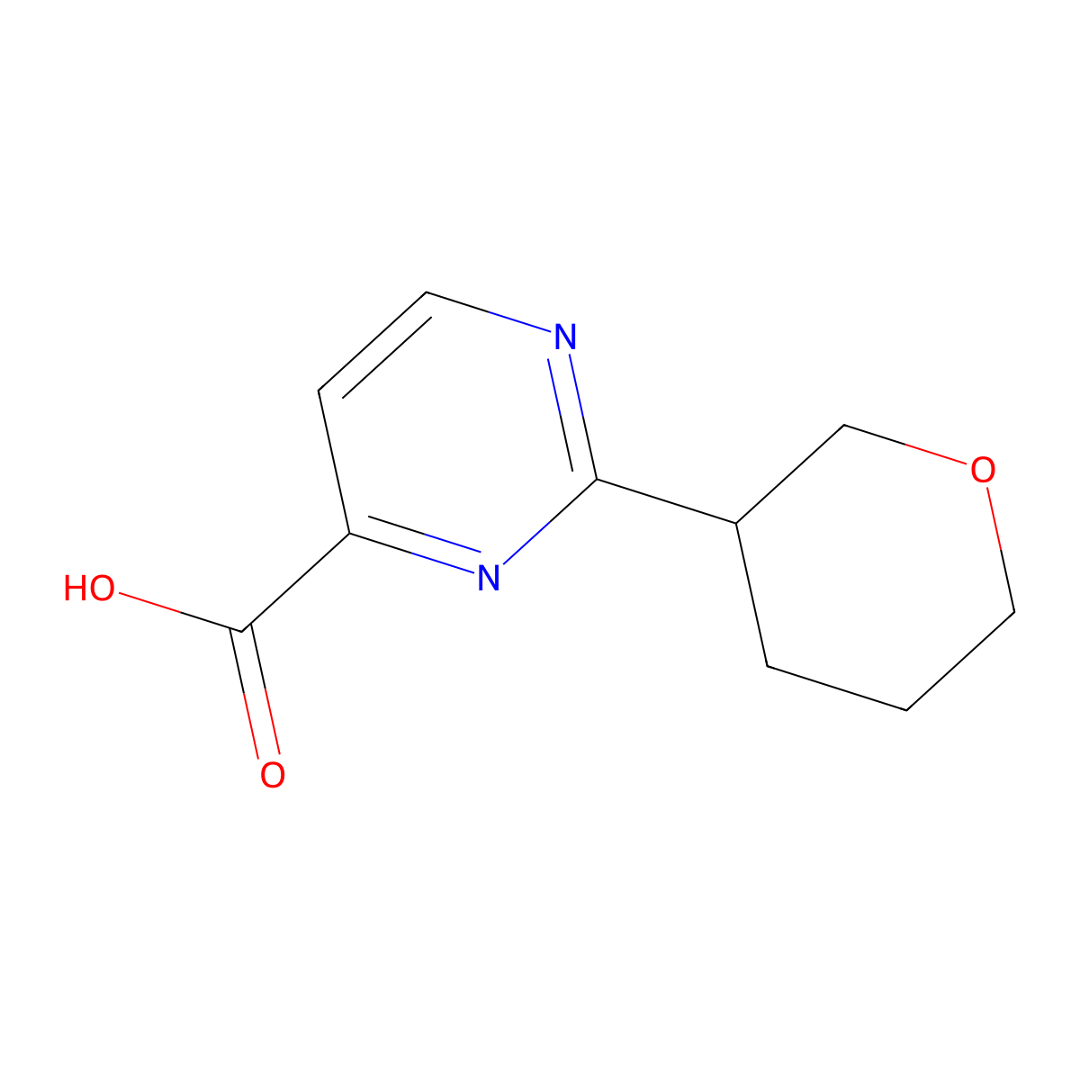 2-(Oxan-3-yl)pyrimidine-4-carboxylic acid molecular structure, CAS 1480659-57-1