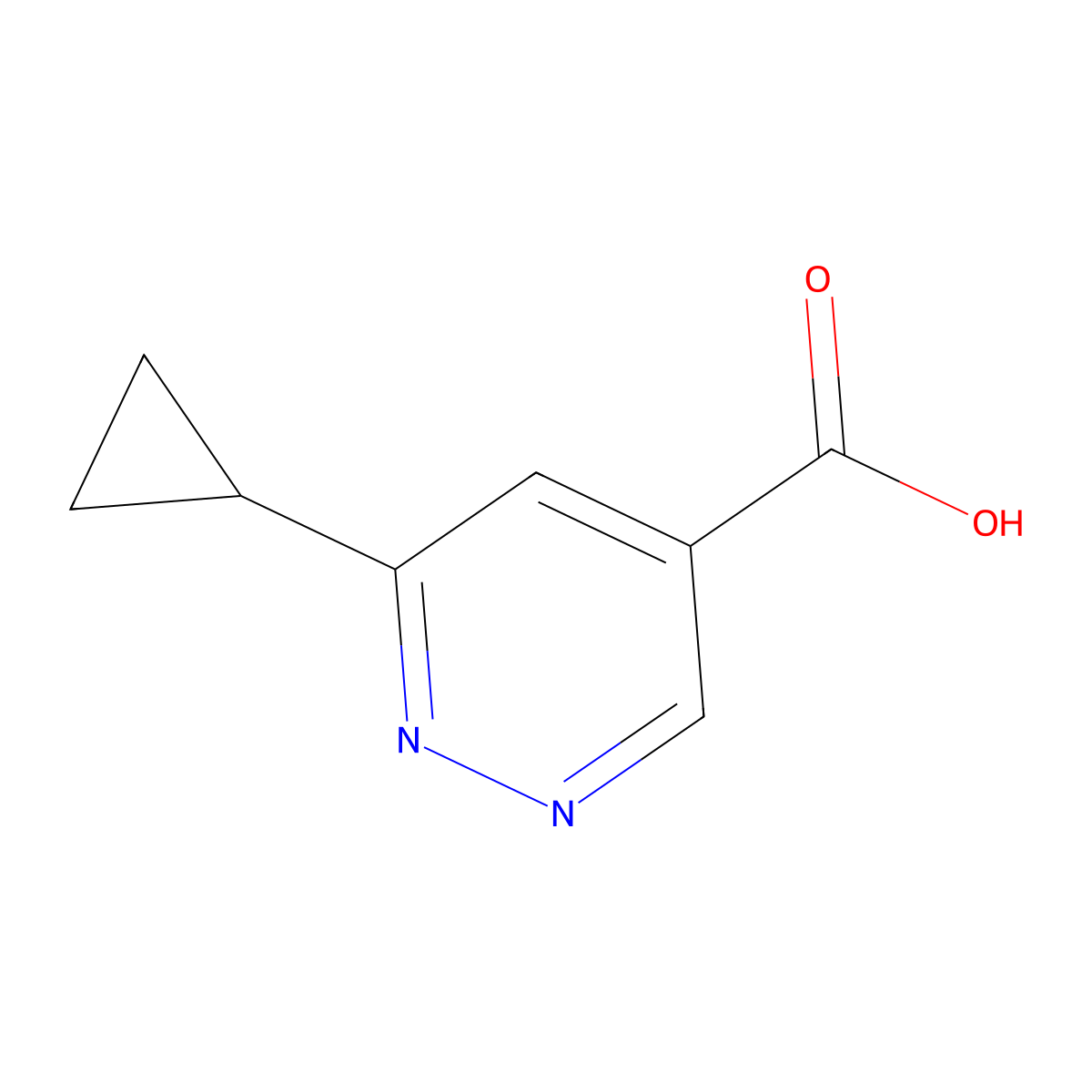 6-Cyclopropylpyridazine-4-carboxylic acid molecular structure, CAS 1480665-25-5