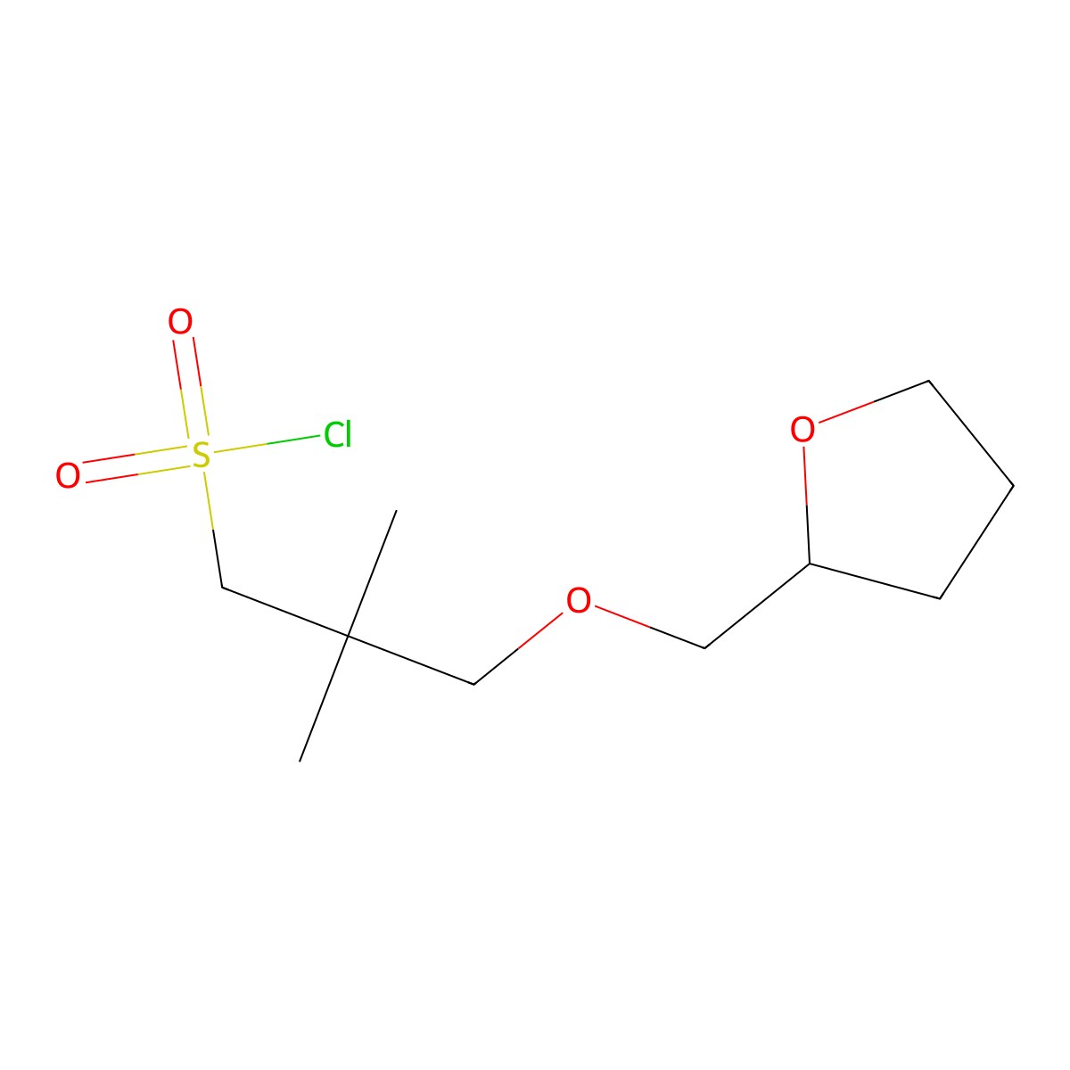 2,2-Dimethyl-3-[(oxolan-2-yl)methoxy]propane-1-sulfonyl chloride molecular structure, CAS 1480686-58-5