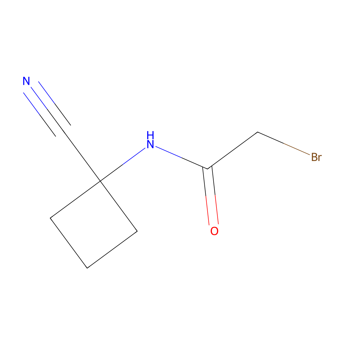 2-bromo-N-(1-cyanocyclobutyl)acetamide molecular structure, CAS 1480713-68-5