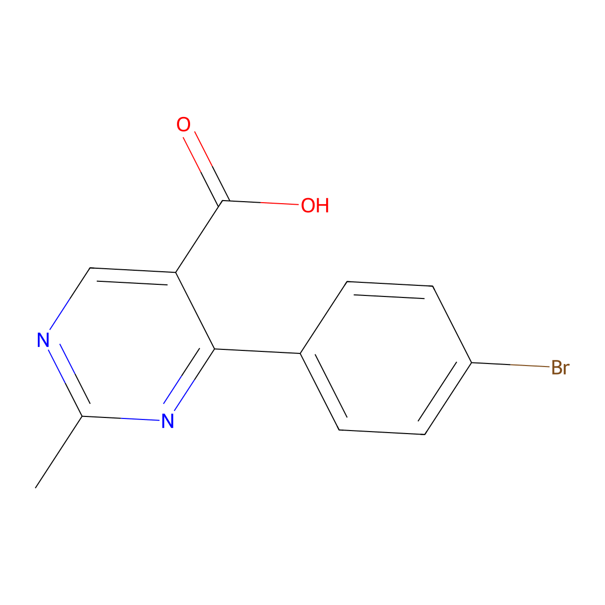 4-(4-Bromophenyl)-2-methylpyrimidine-5-carboxylic acid molecular structure, CAS 1480715-50-1
