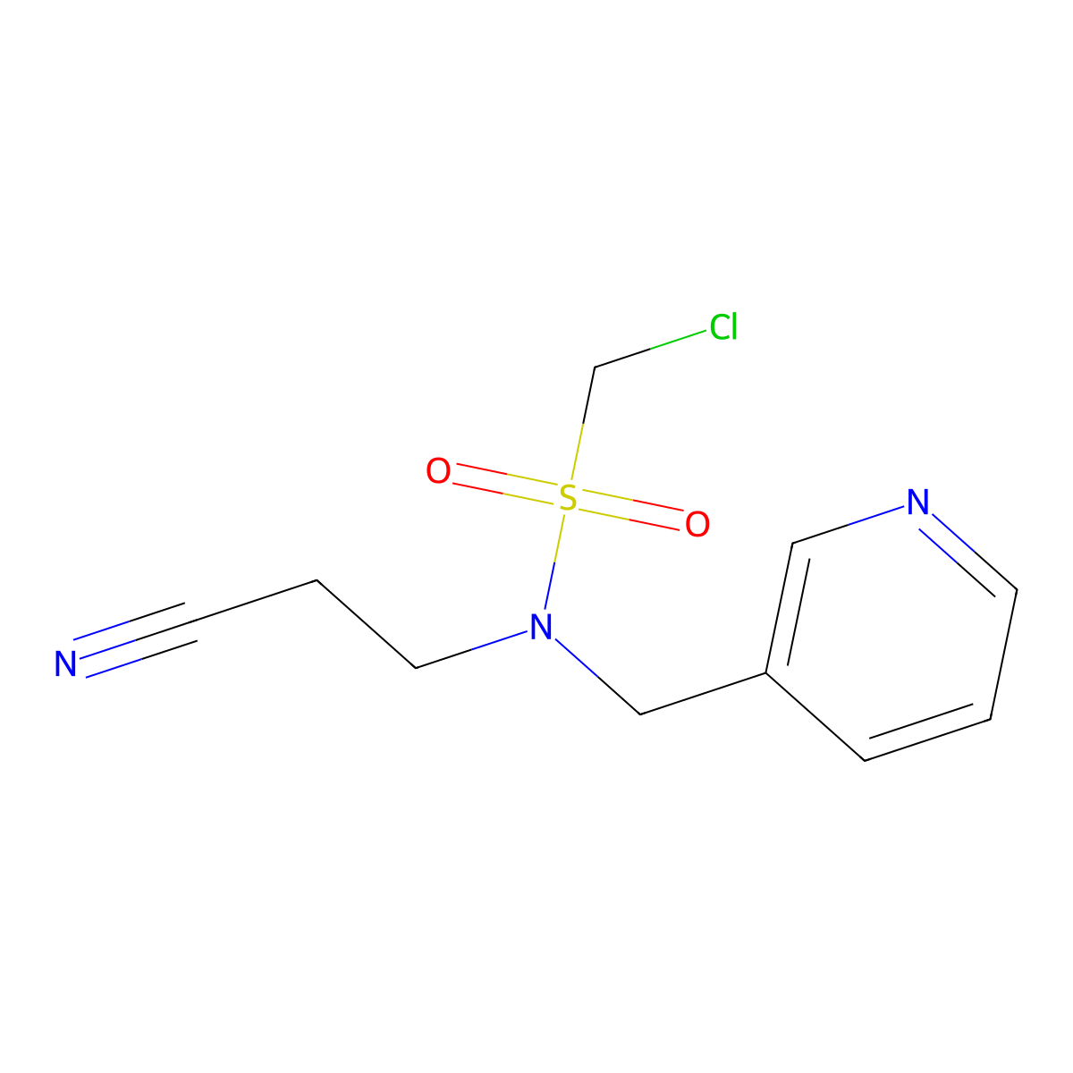1-chloro-N-(2-cyanoethyl)-N-(pyridin-3-ylmethyl)methanesulfonamide molecular structure, CAS 1480715-58-9