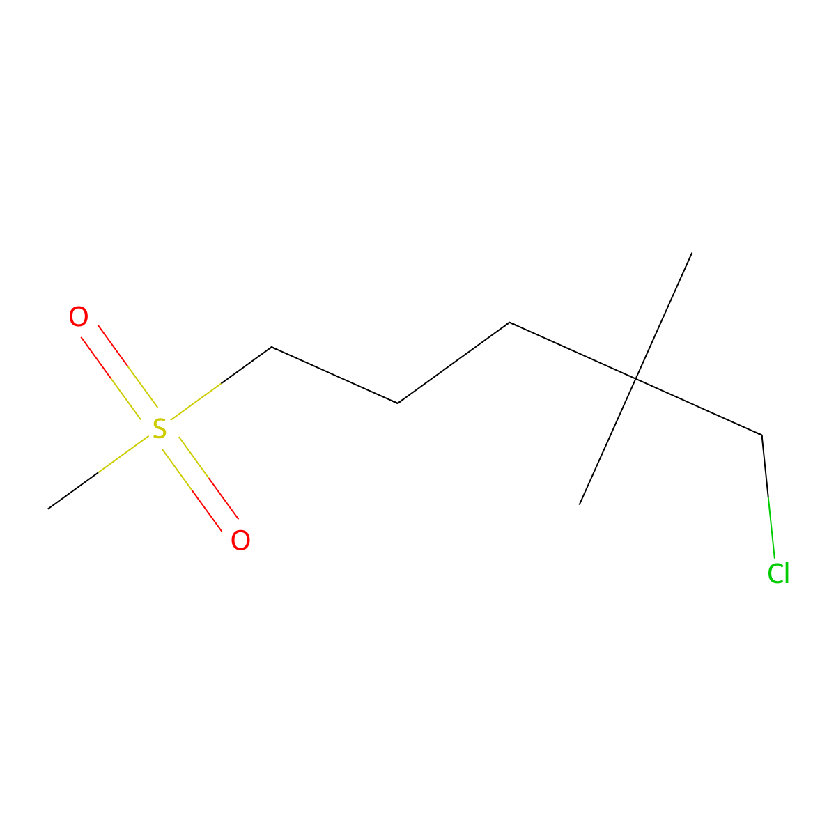 1-Chloro-5-methanesulfonyl-2,2-dimethylpentane molecular structure, CAS 1480716-08-2