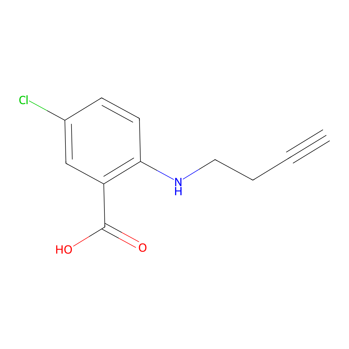 2-[(But-3-yn-1-yl)amino]-5-chlorobenzoic acid molecular structure, CAS 1480717-66-5