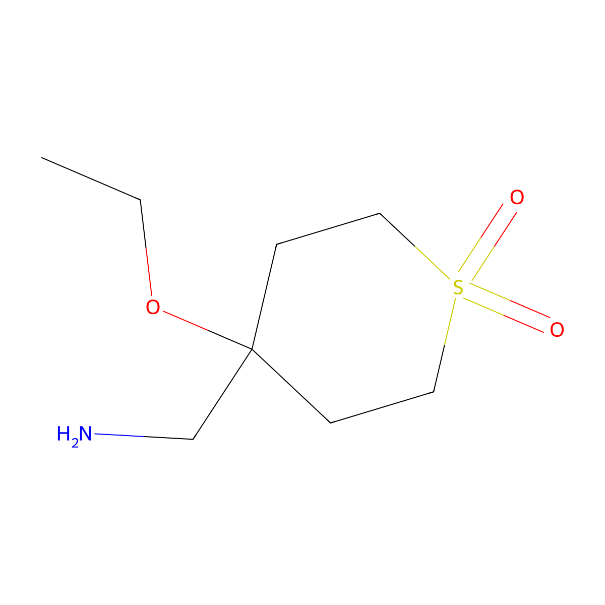 4-(Aminomethyl)-4-ethoxytetrahydro-2h-thiopyran 1,1-dioxide molecular structure, CAS 1480727-30-7