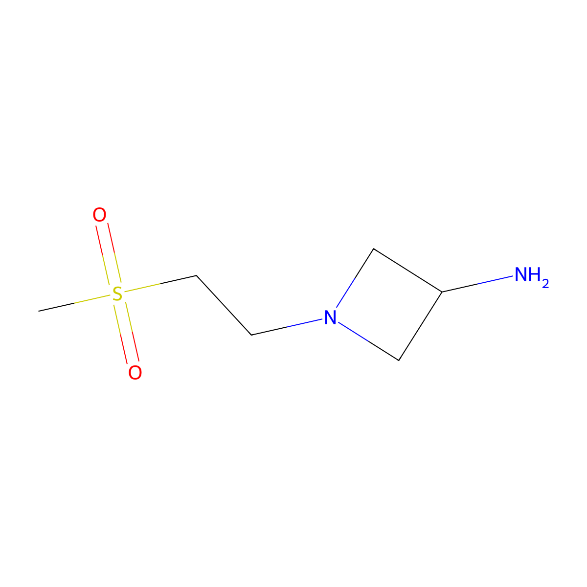 1-(2-Methylsulfonylethyl)azetidin-3-amine molecular structure, CAS 1480755-29-0