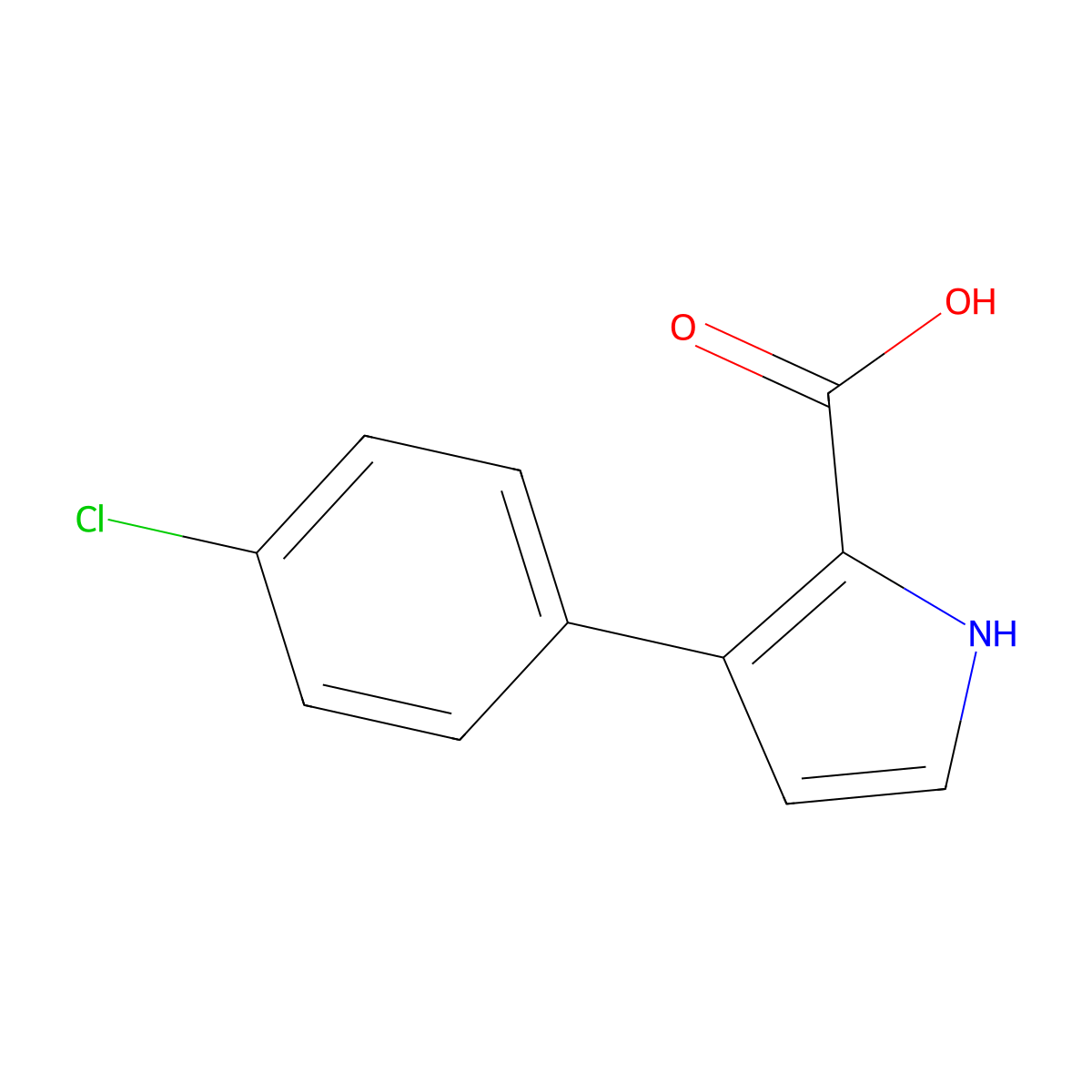 3-(4-Chlorophenyl)-1H-pyrrole-2-carboxylic acid molecular structure, CAS 1480756-80-6