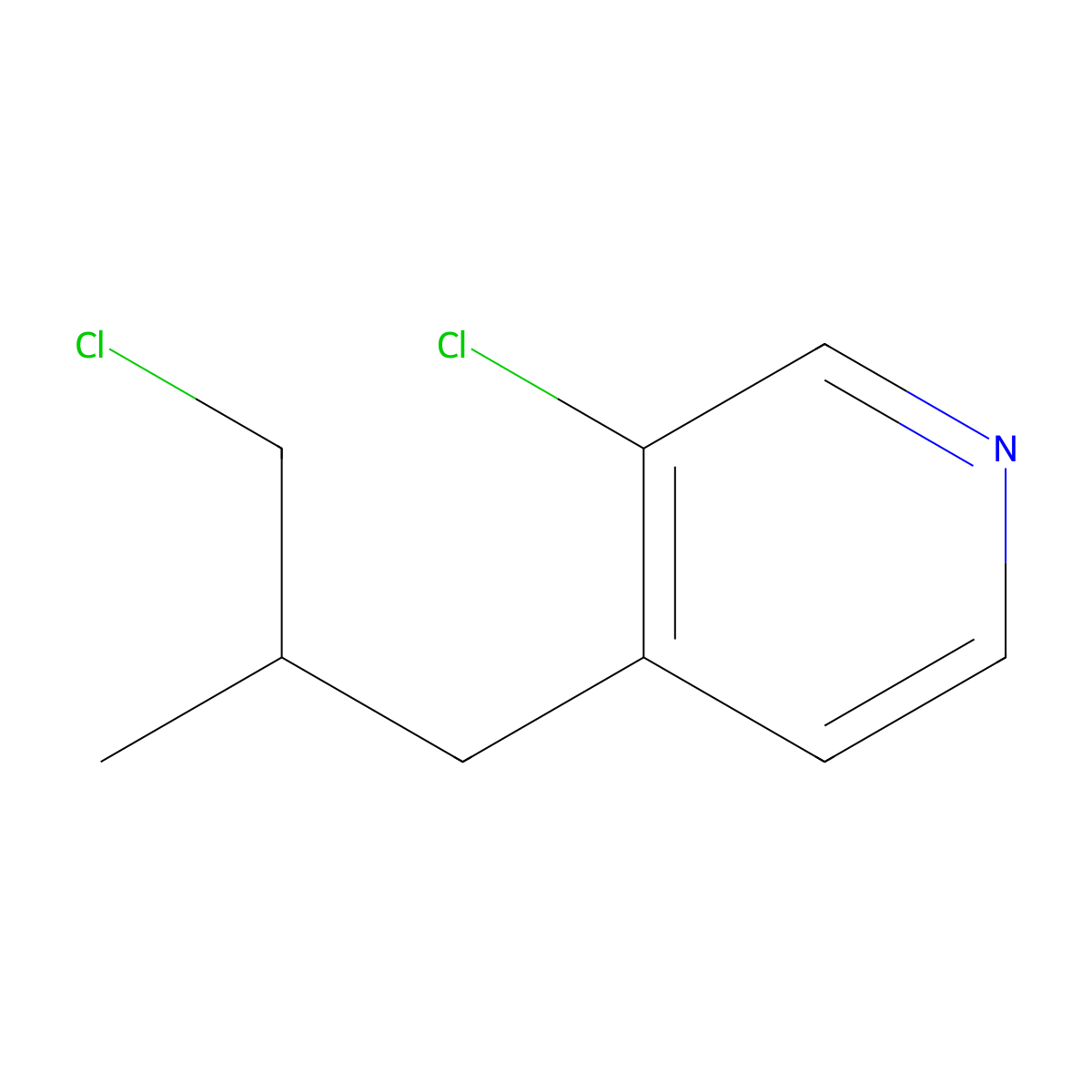 3-Chloro-4-(3-chloro-2-methylpropyl)pyridine molecular structure, CAS 1480756-82-8
