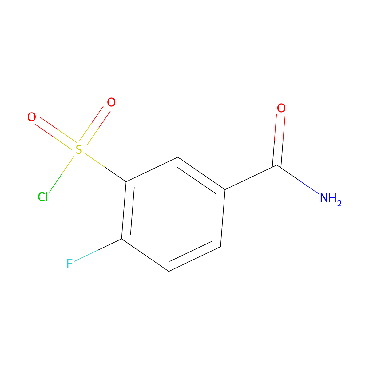 5-Carbamoyl-2-fluorobenzene-1-sulfonyl chloride molecular structure, CAS 1480759-09-8