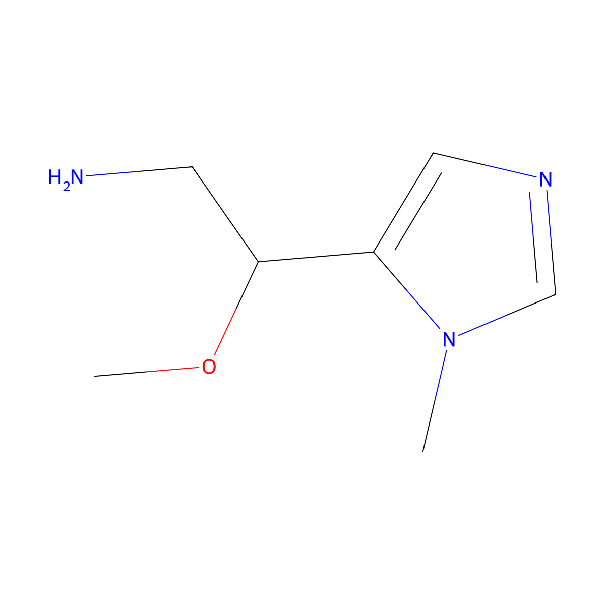 2-methoxy-2-(1-methyl-1H-imidazol-5-yl)ethan-1-amine molecular structure, CAS 1480768-31-7